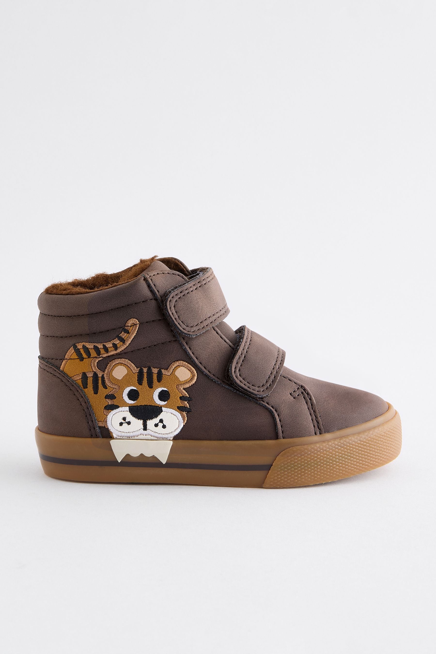 Brown Tiger Wide Fit (G) Warm Lined High Top Touch Fastening Trainers