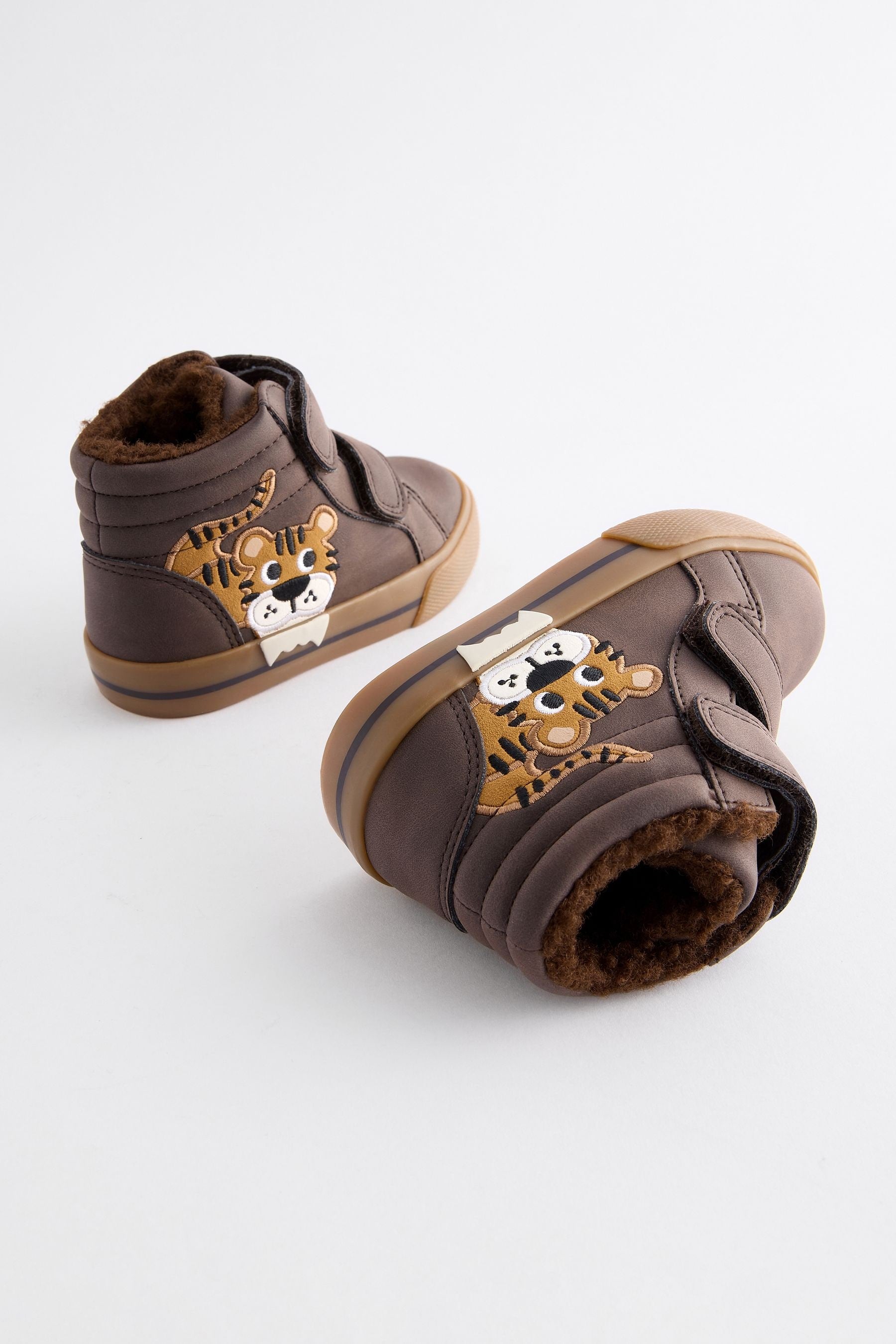 Brown Tiger Wide Fit (G) Warm Lined High Top Touch Fastening Trainers