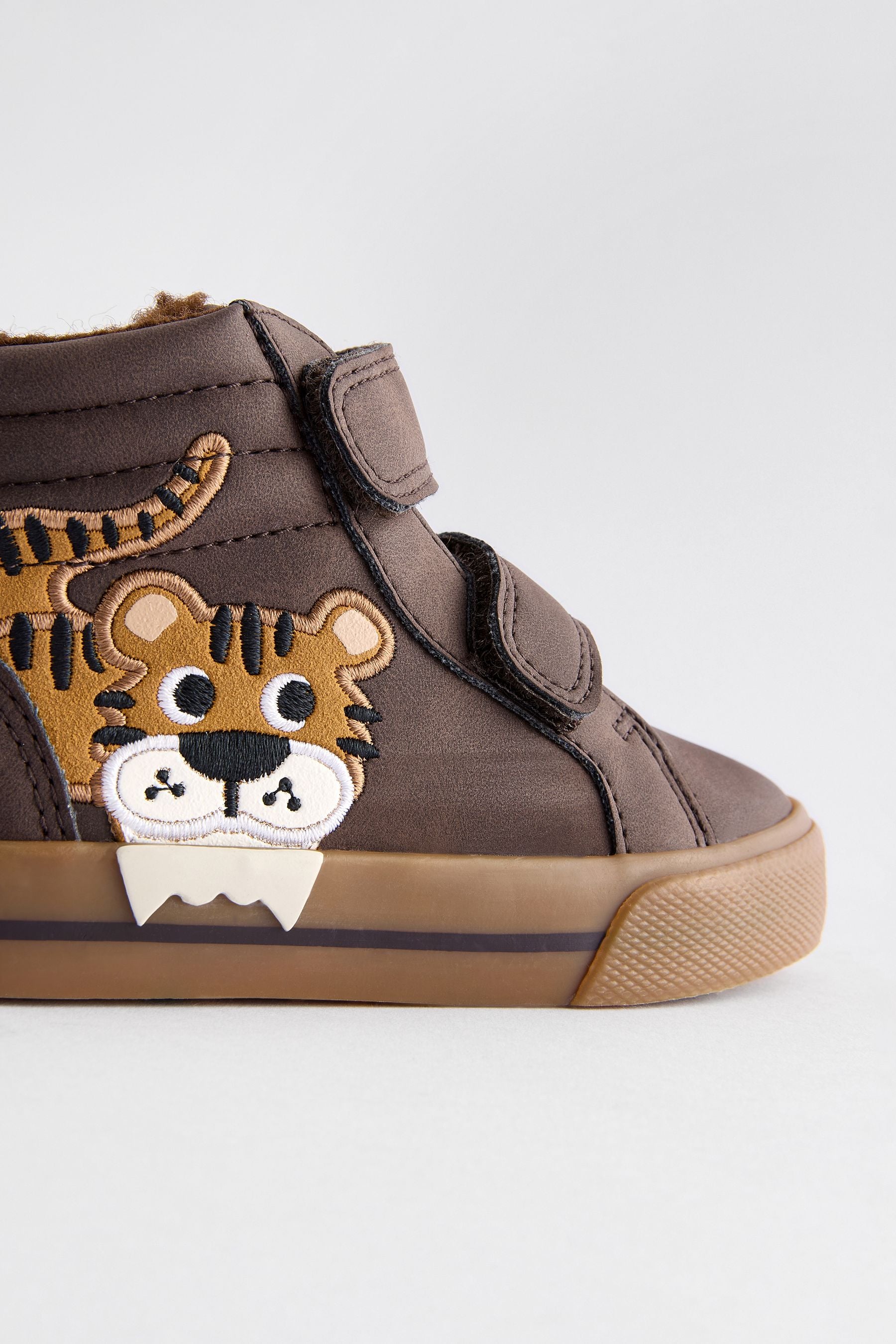 Brown Tiger Wide Fit (G) Warm Lined High Top Touch Fastening Trainers