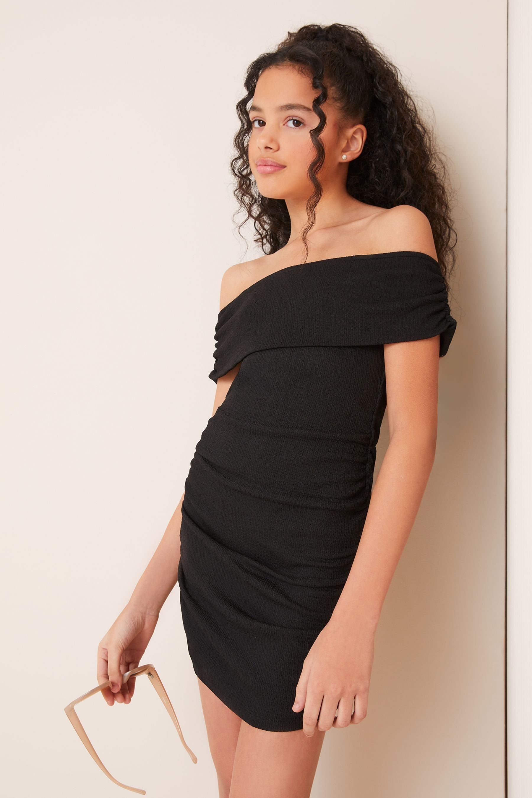 Black Teen Bardot Mini Dress (9-16yrs)