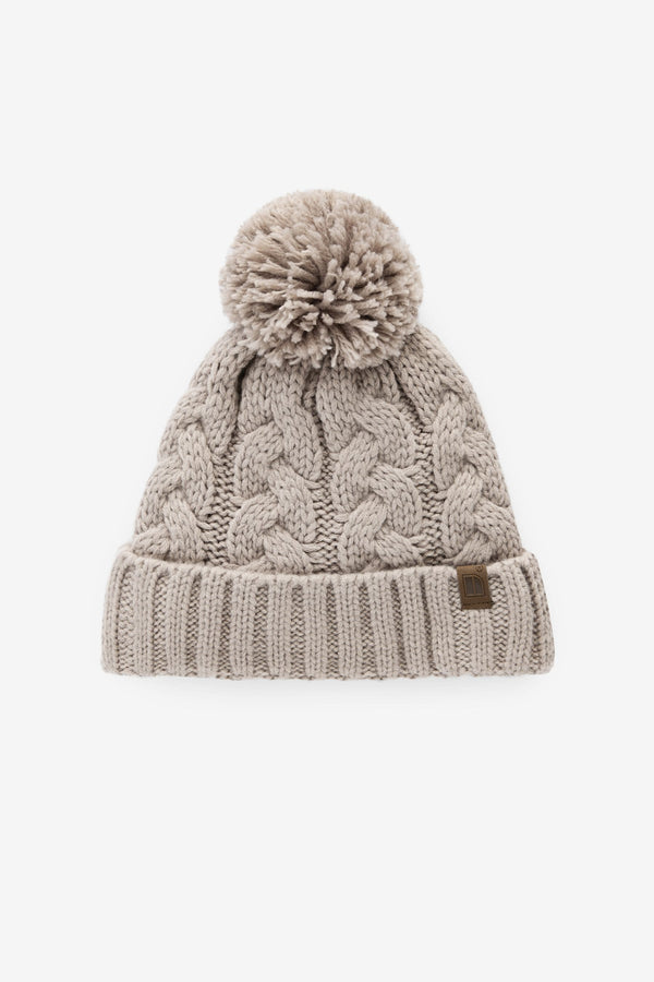 Neutral Cable Knit Pom Hat (1-16yrs)