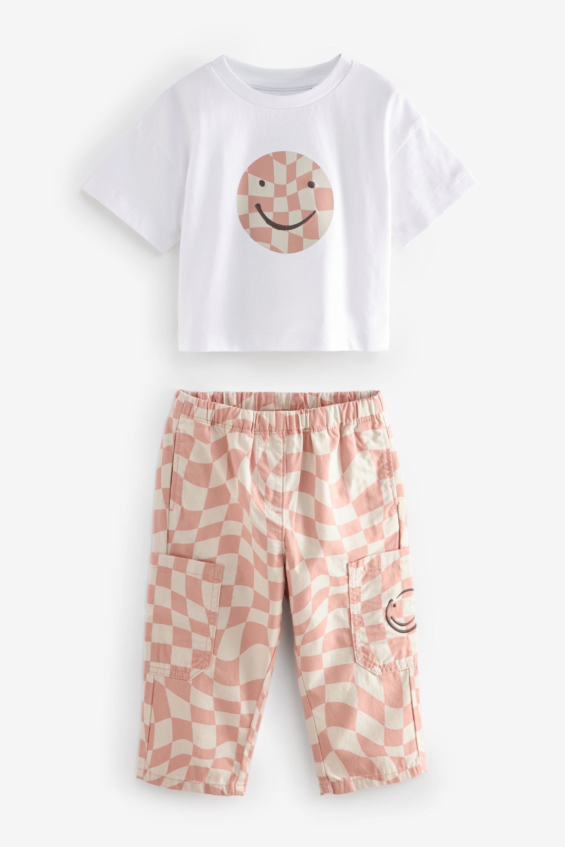 Pink 100% Cotton T-Shirts And Trousers Set (3mths-7yrs)