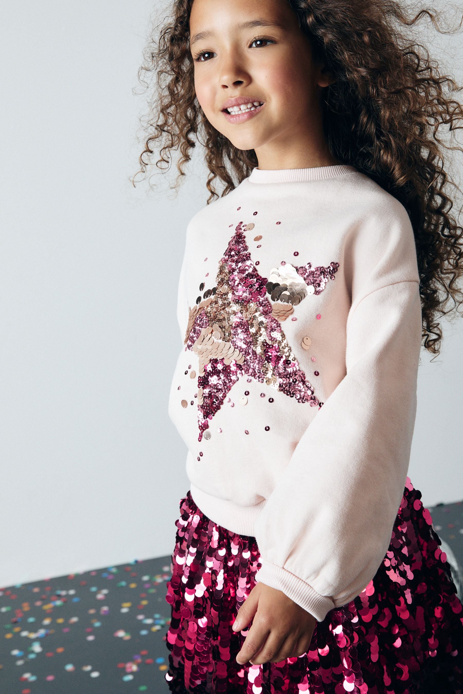 Pretty Pink Sequin Star Sweatshirt (3-16yrs)