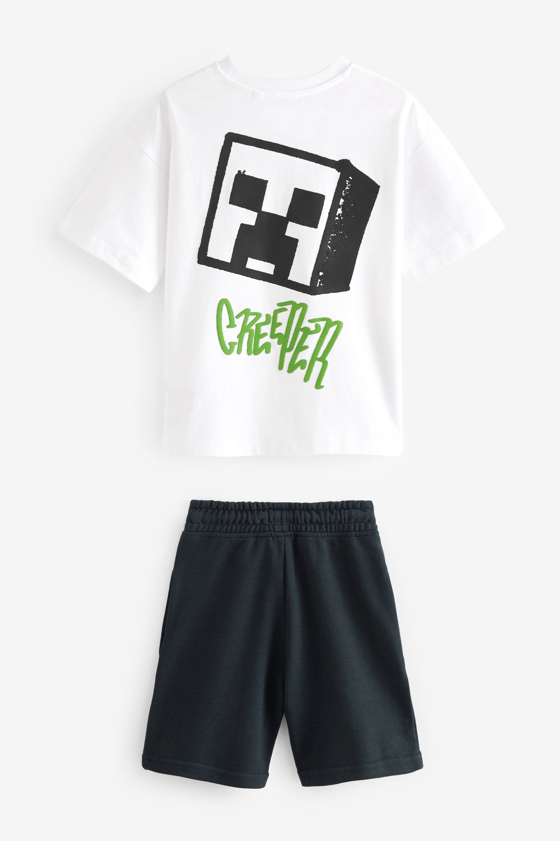 White/Black Short Sleeve License T-Shirt And Shorts Set (3-16yrs)