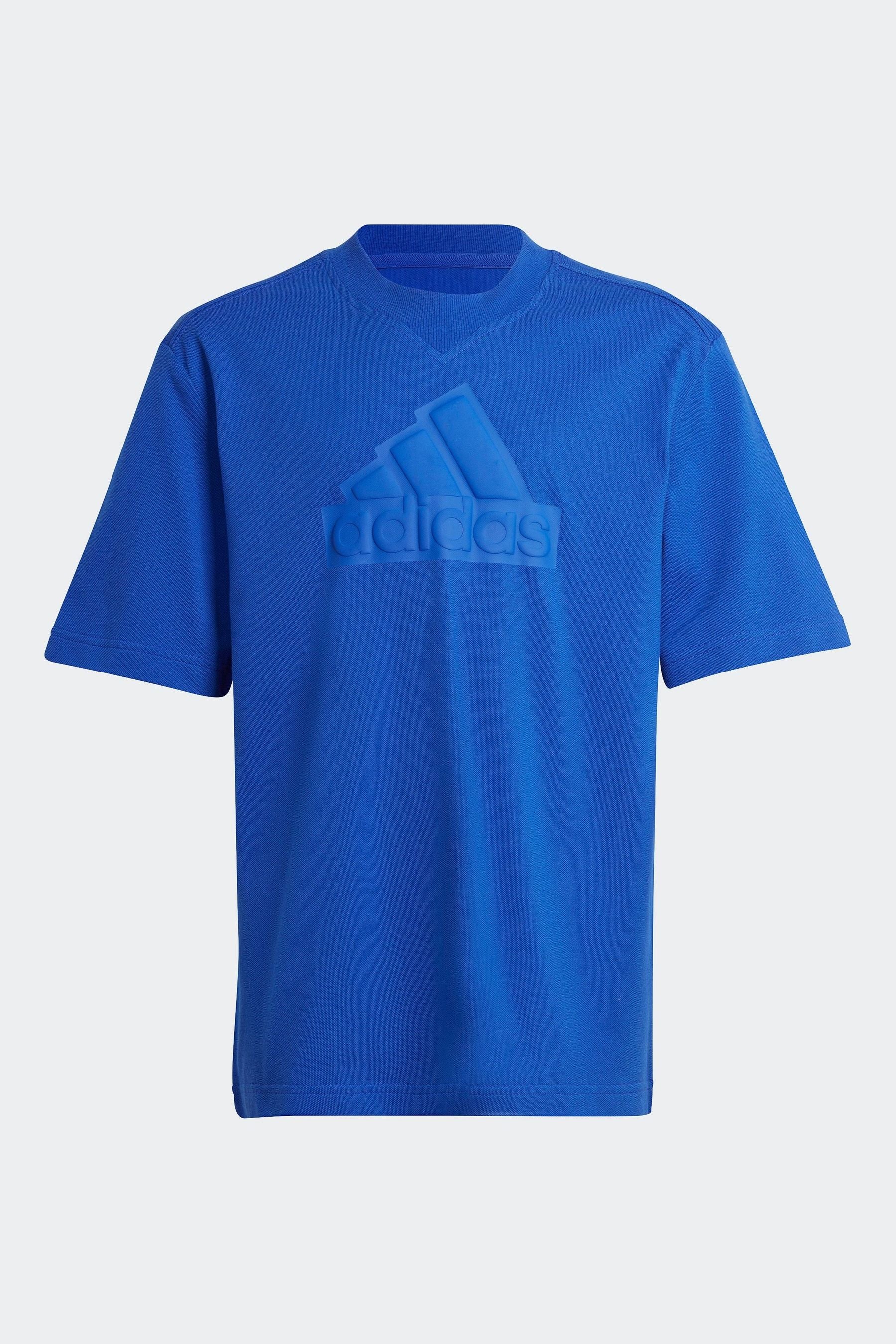 adidas Dark Blue 100% Cotton Sportswear Future Icons Logo Piqué T-Shirt