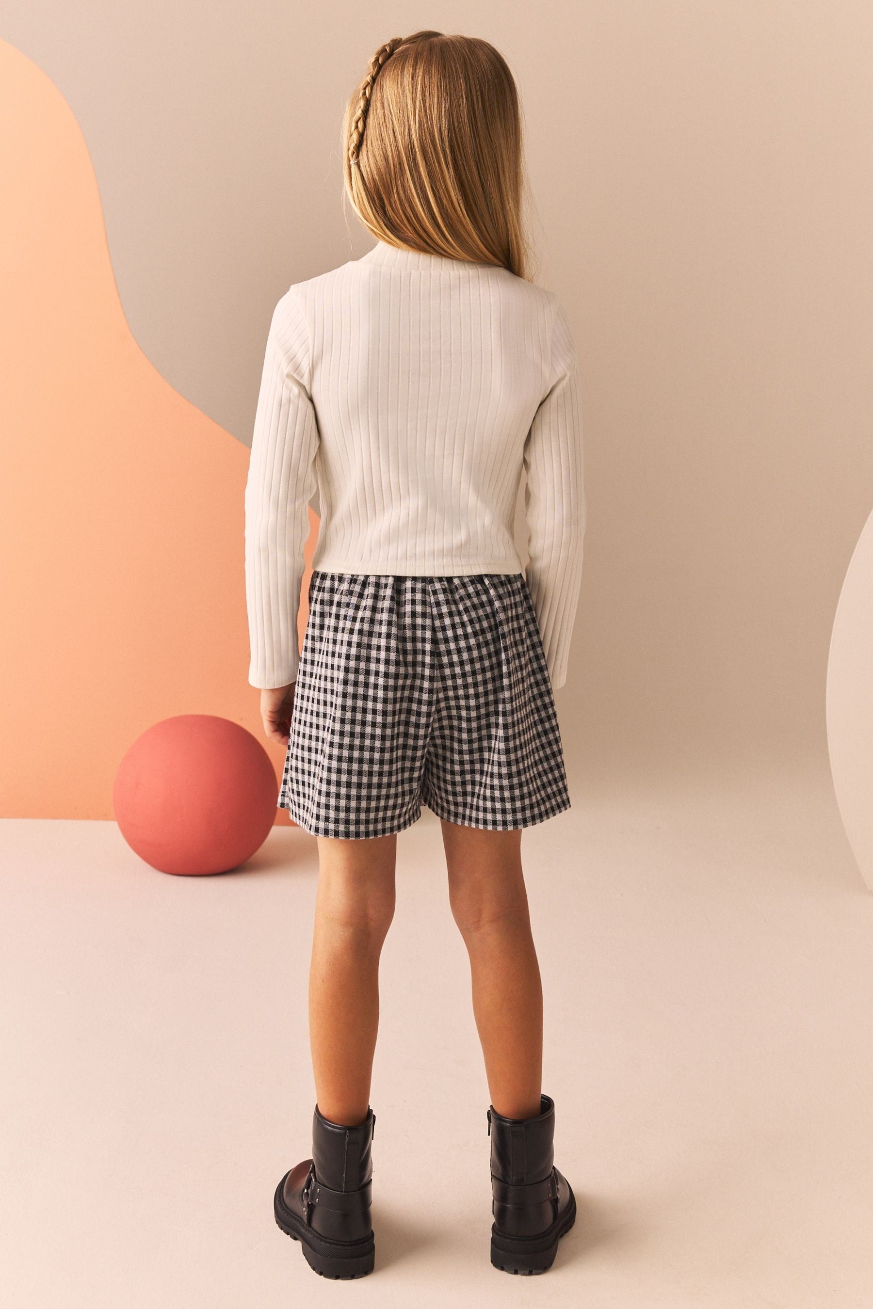 Monochrome Check Pleated Skort (3-16yrs)