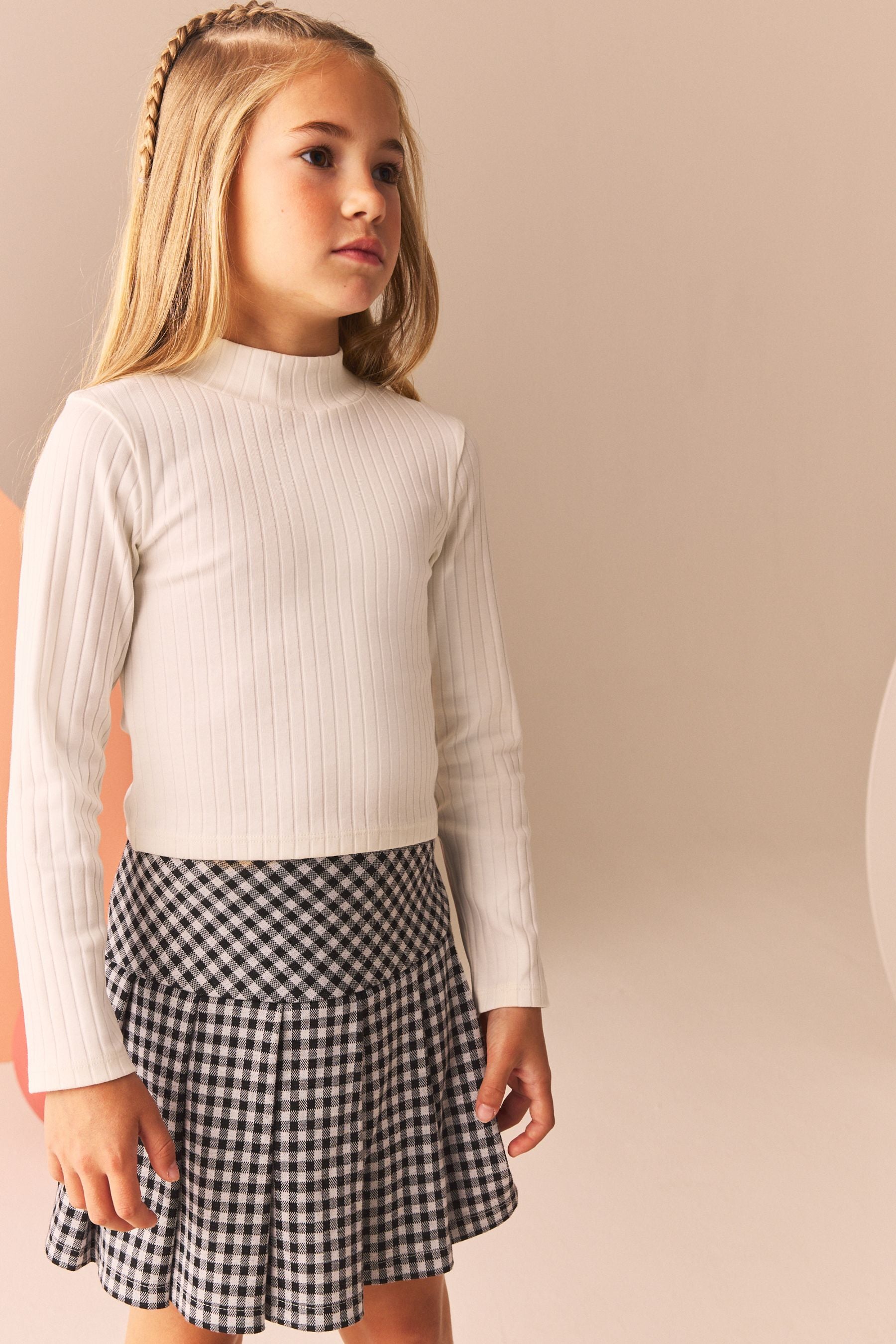 Monochrome Check Pleated Skort (3-16yrs)