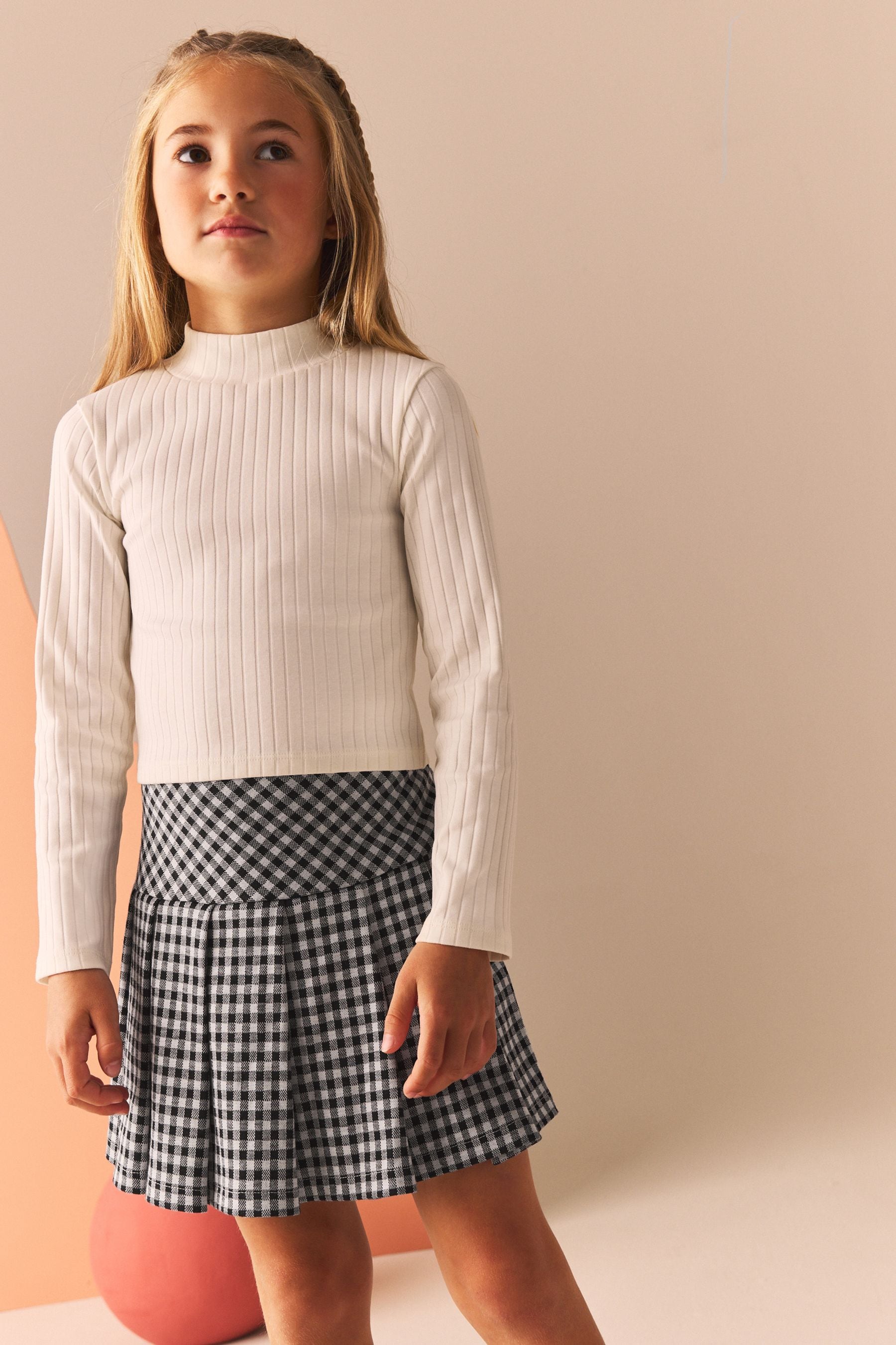 Monochrome Check Pleated Skort (3-16yrs)