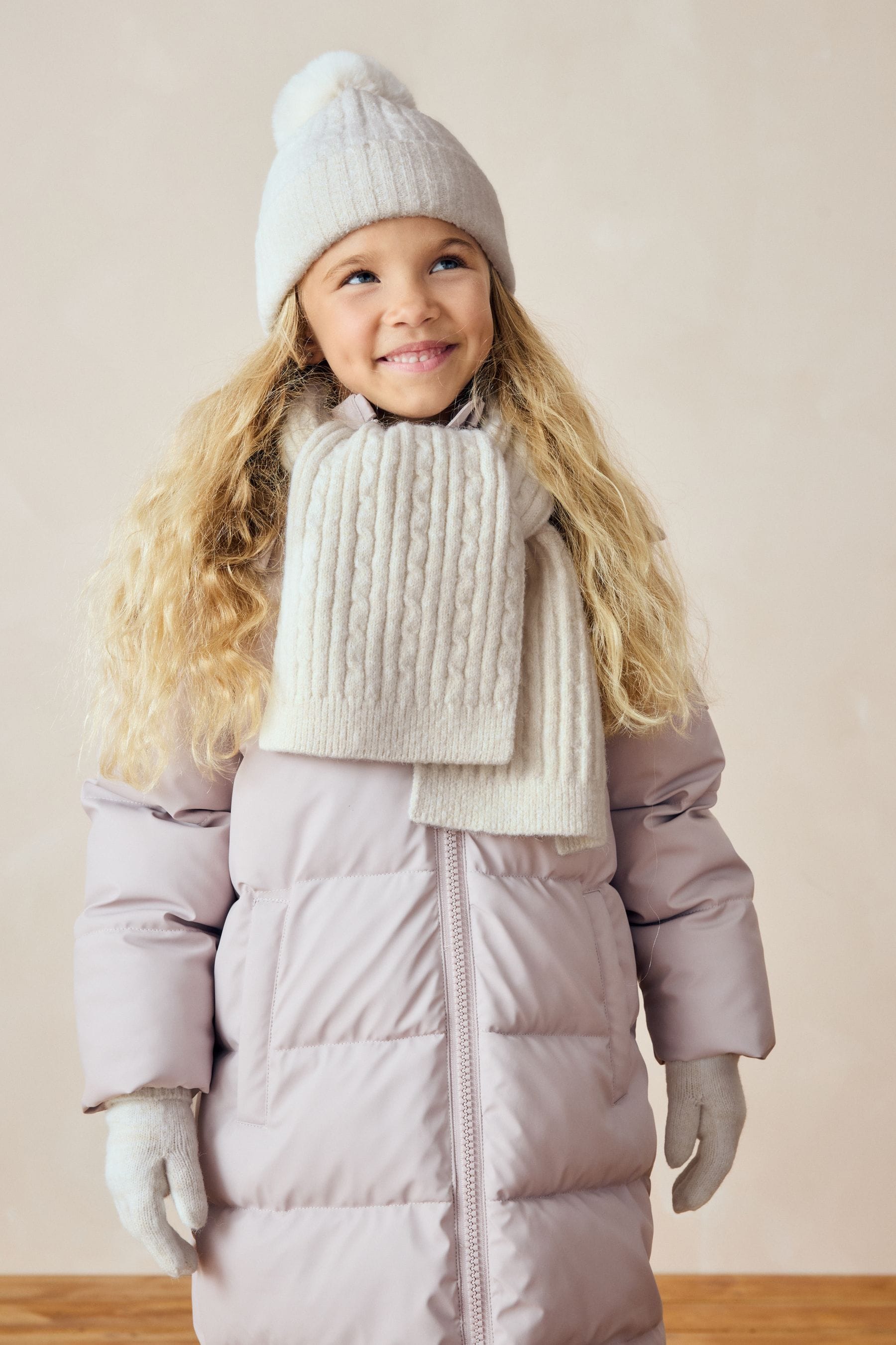 Cream Cable Cable Hat, Gloves and Scarf Set (3-16yrs)