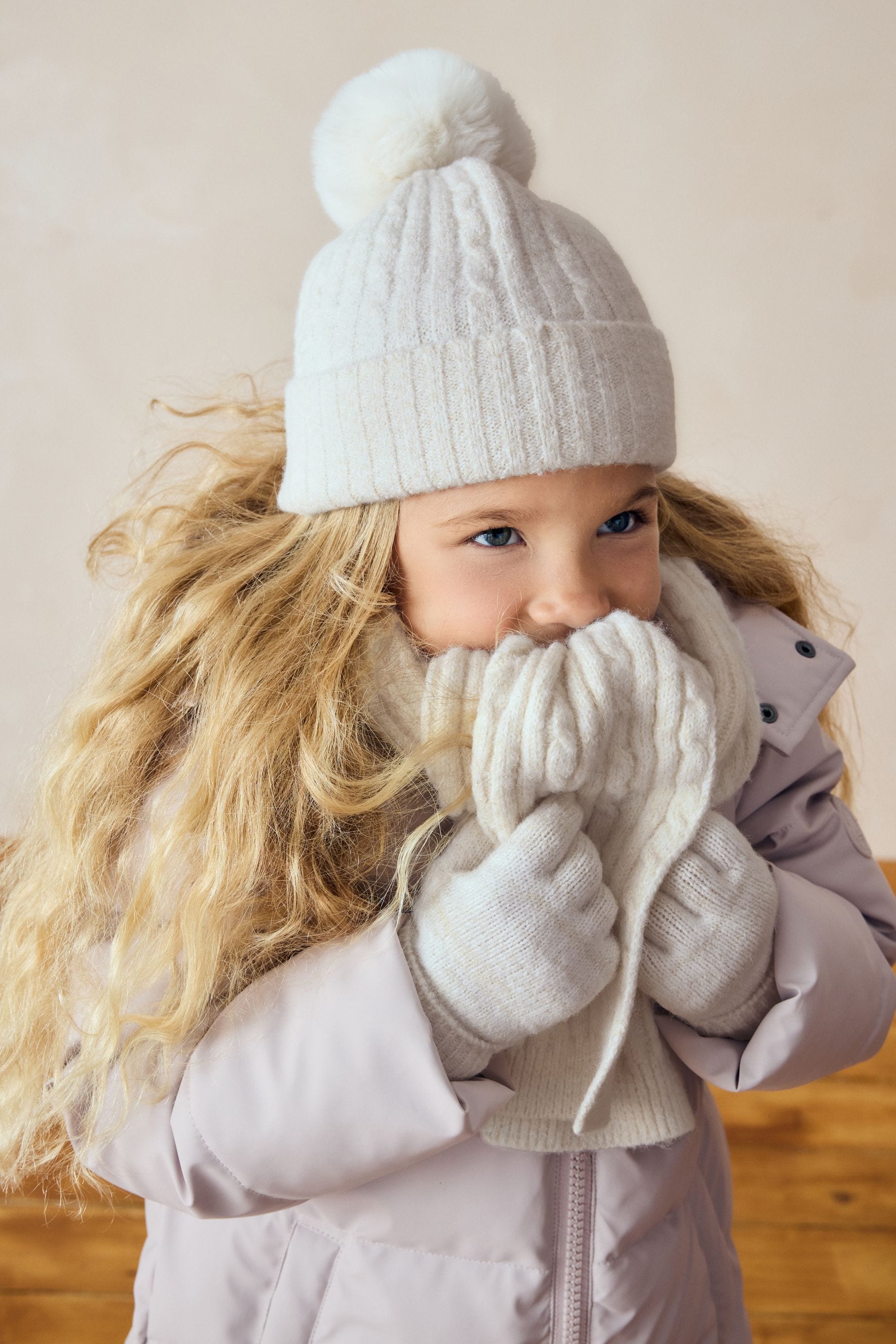 Cream Cable Cable Hat, Gloves and Scarf Set (3-16yrs)