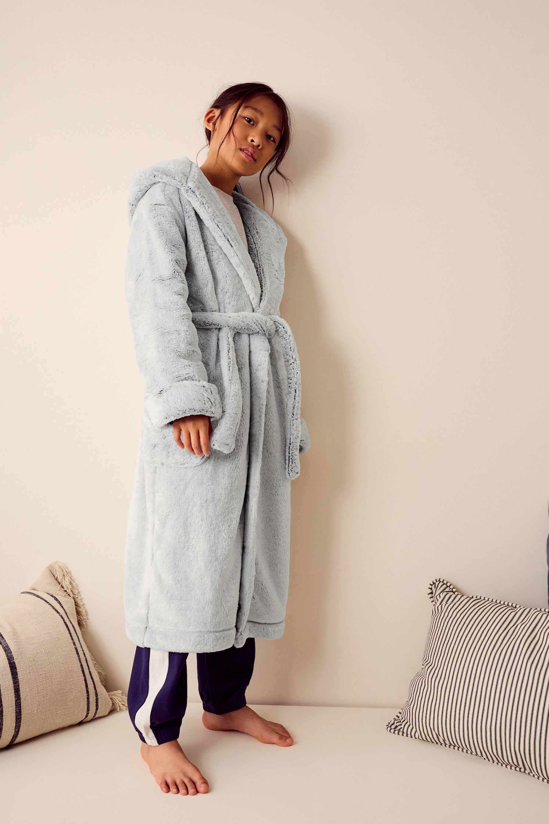 Grey Longline Soft Touch Fleece Dressing Gown (7-16yrs)