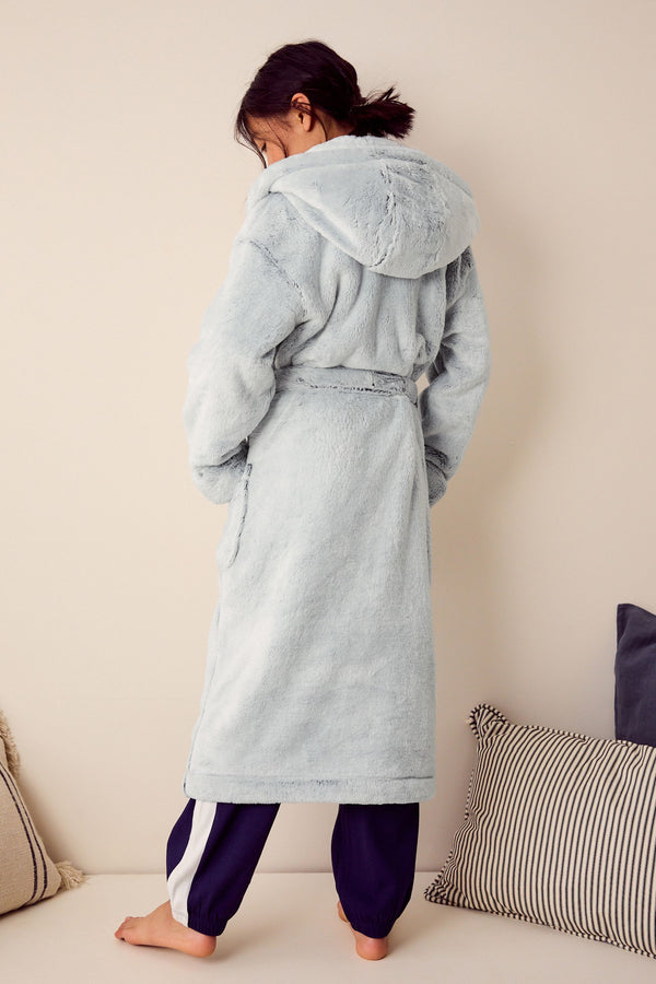 Grey Longline Soft Touch Fleece Dressing Gown (7-16yrs)