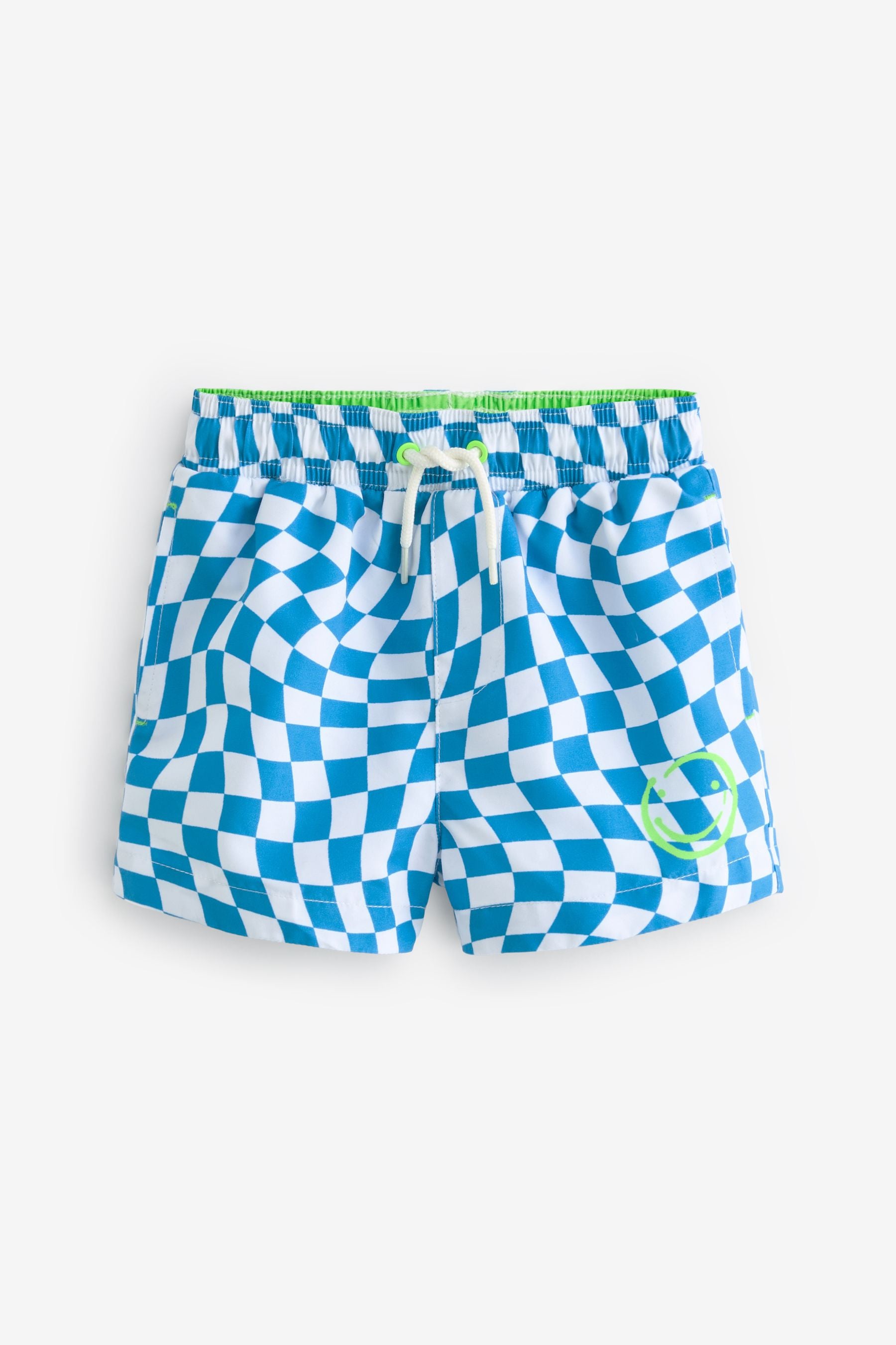 Blue Checkerboard Printed Swim Shorts (3mths-7yrs)