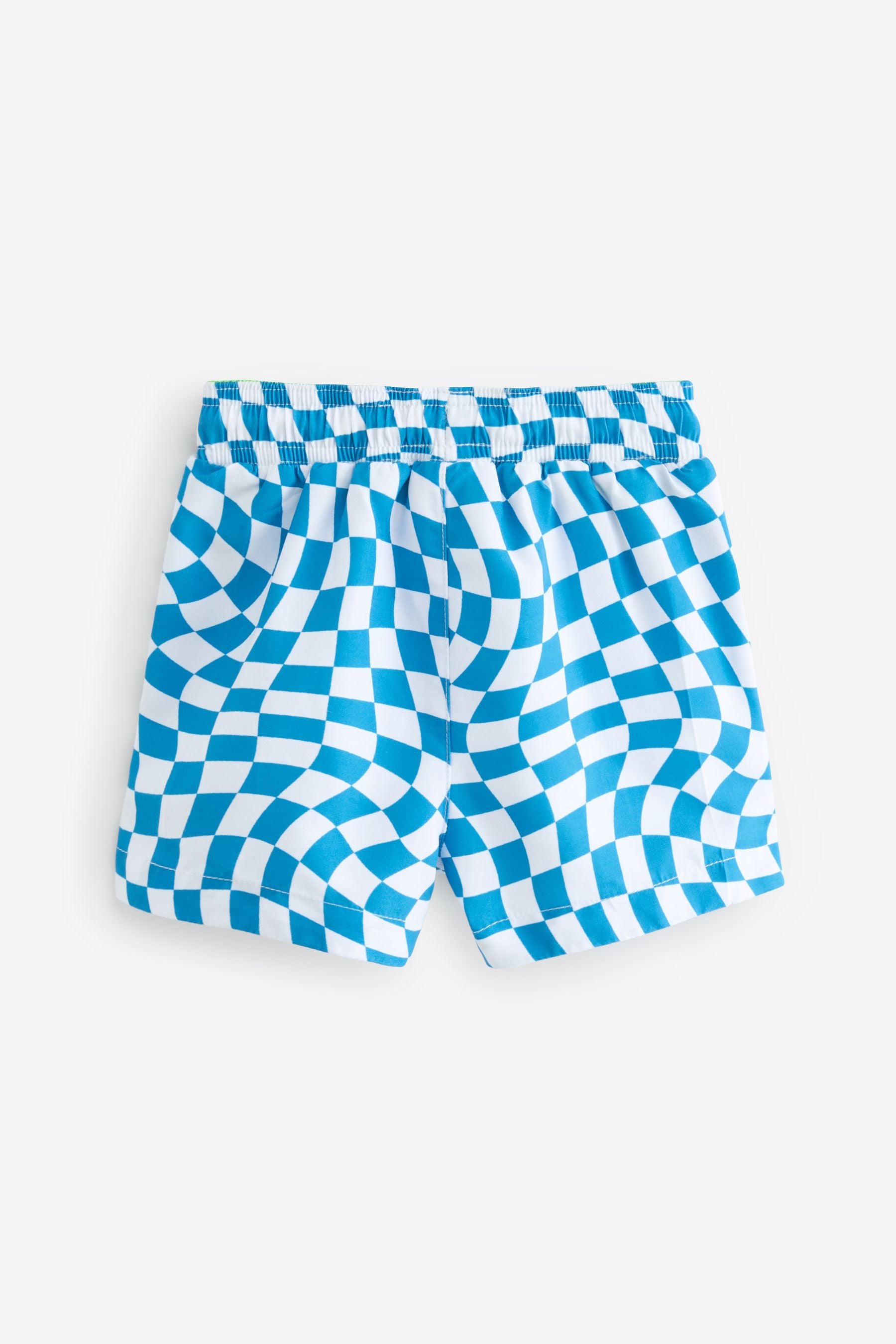 Blue Checkerboard Printed Swim Shorts (3mths-7yrs)