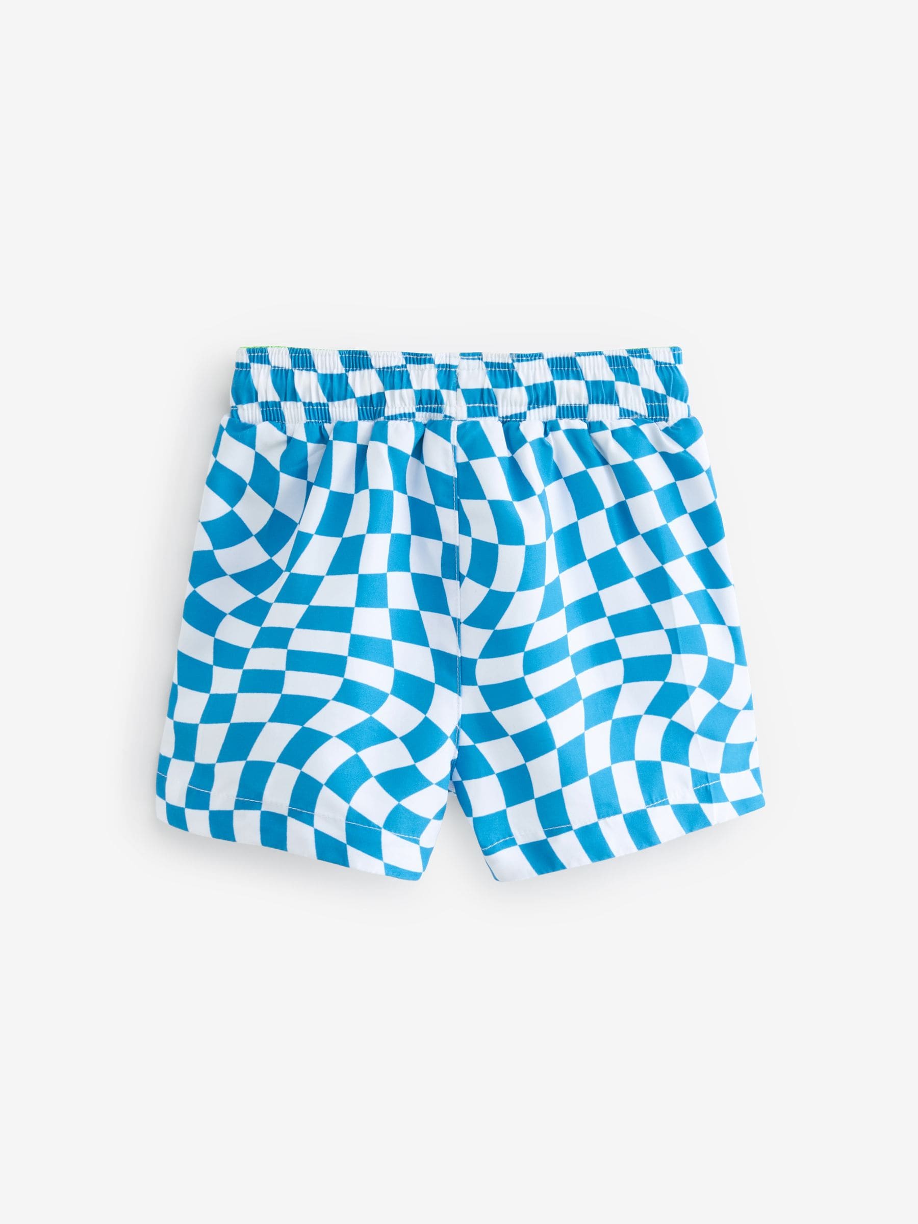 Blue Checkerboard Printed Swim Shorts (3mths-7yrs)