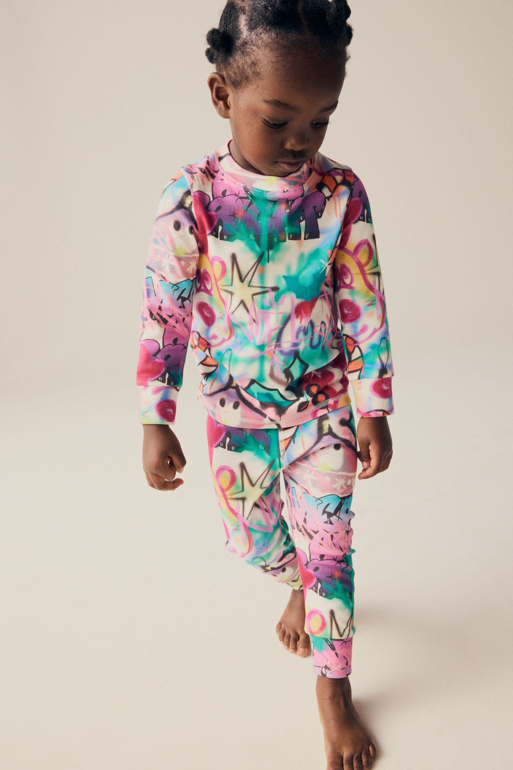 Multi Graffiti 100% Cotton Christmas Jogger Pyjamas (9mths-16yrs)