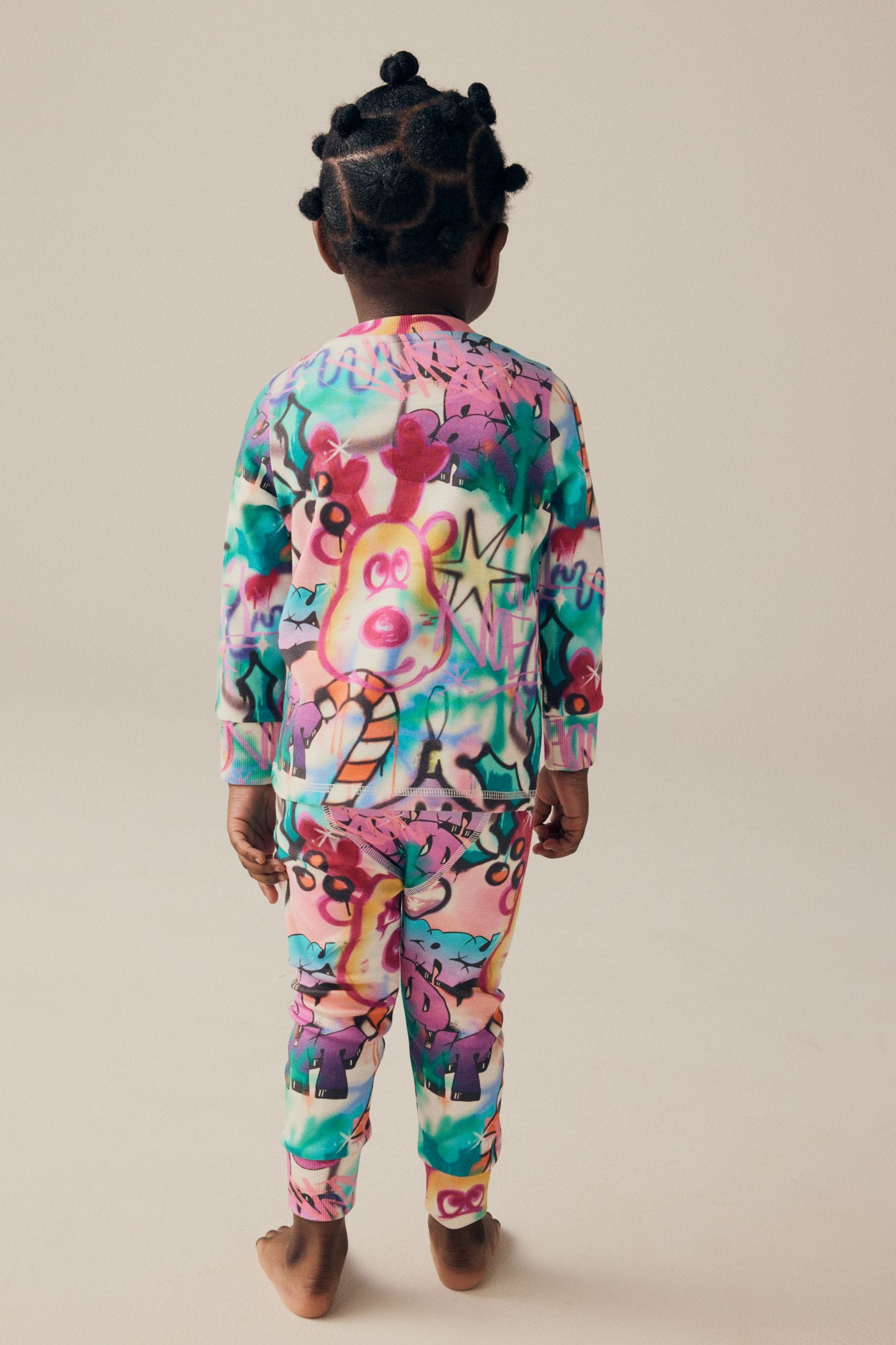 Multi Graffiti 100% Cotton Christmas Jogger Pyjamas (9mths-16yrs)