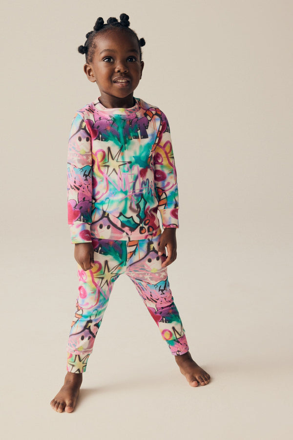 Multi Graffiti 100% Cotton Christmas Pyjamas (9mths-16yrs)