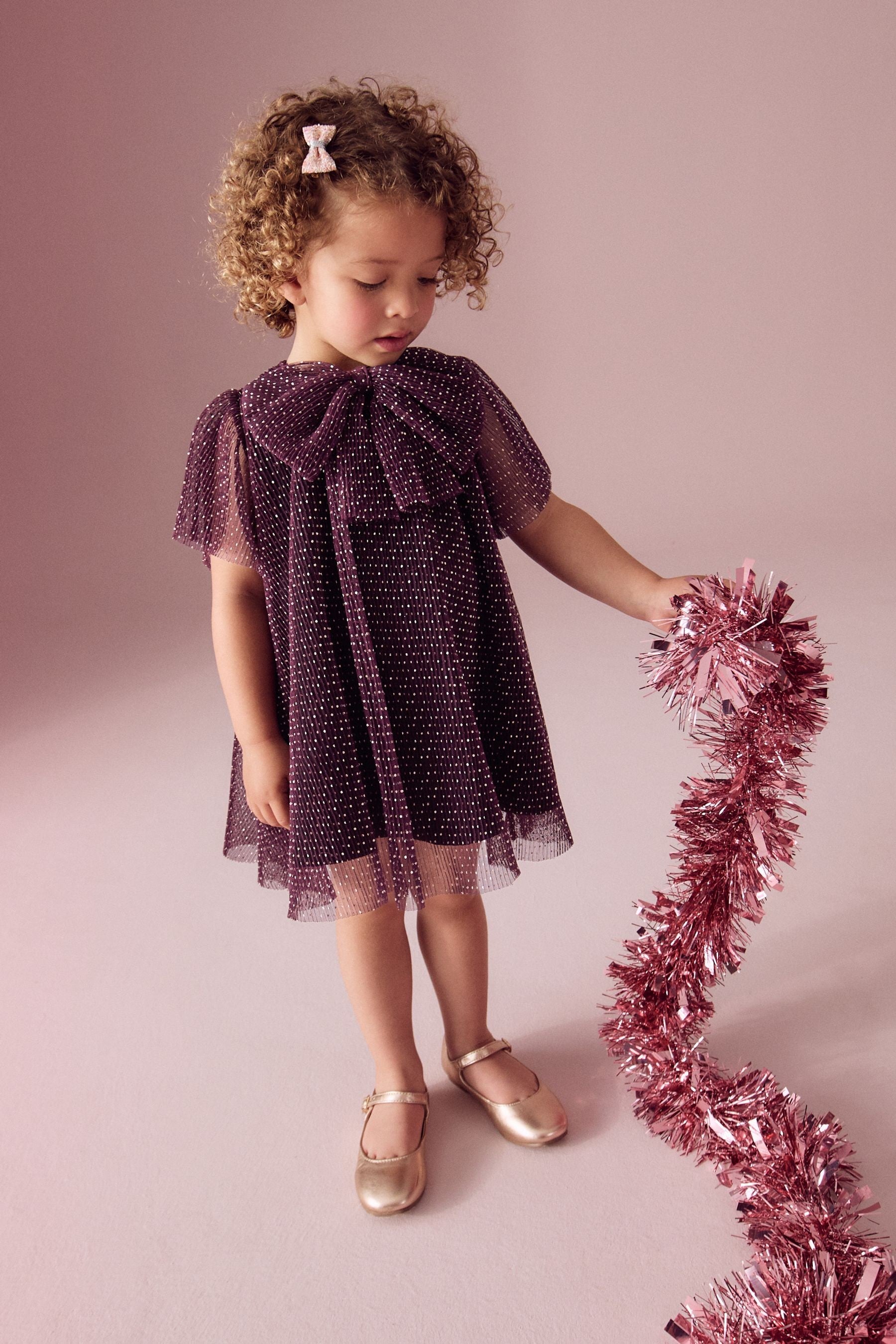 Plum Purple Sparkle Mesh Dress (3mths-7yrs)