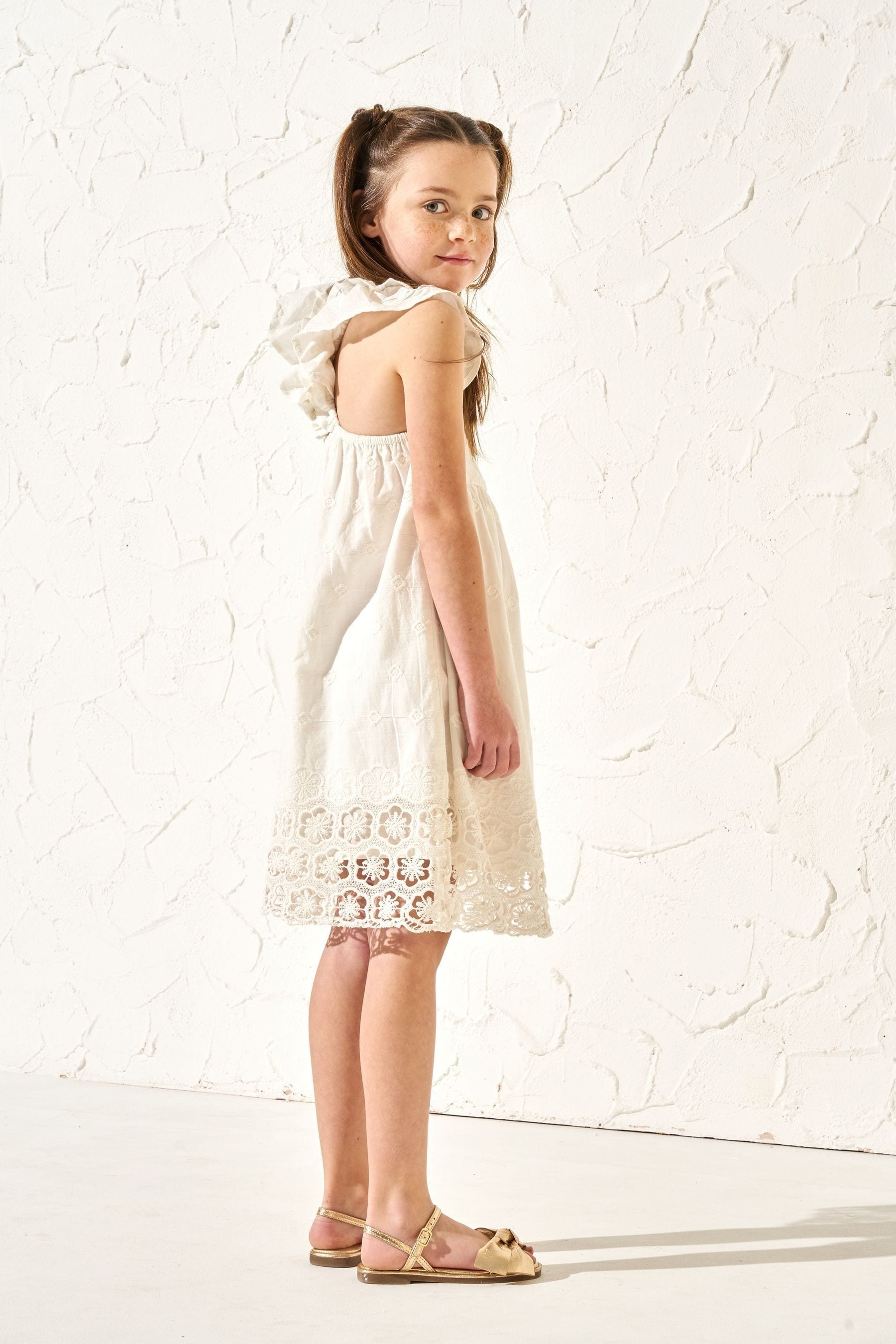 White Angel & Rocket Lace Trim Della Sundress