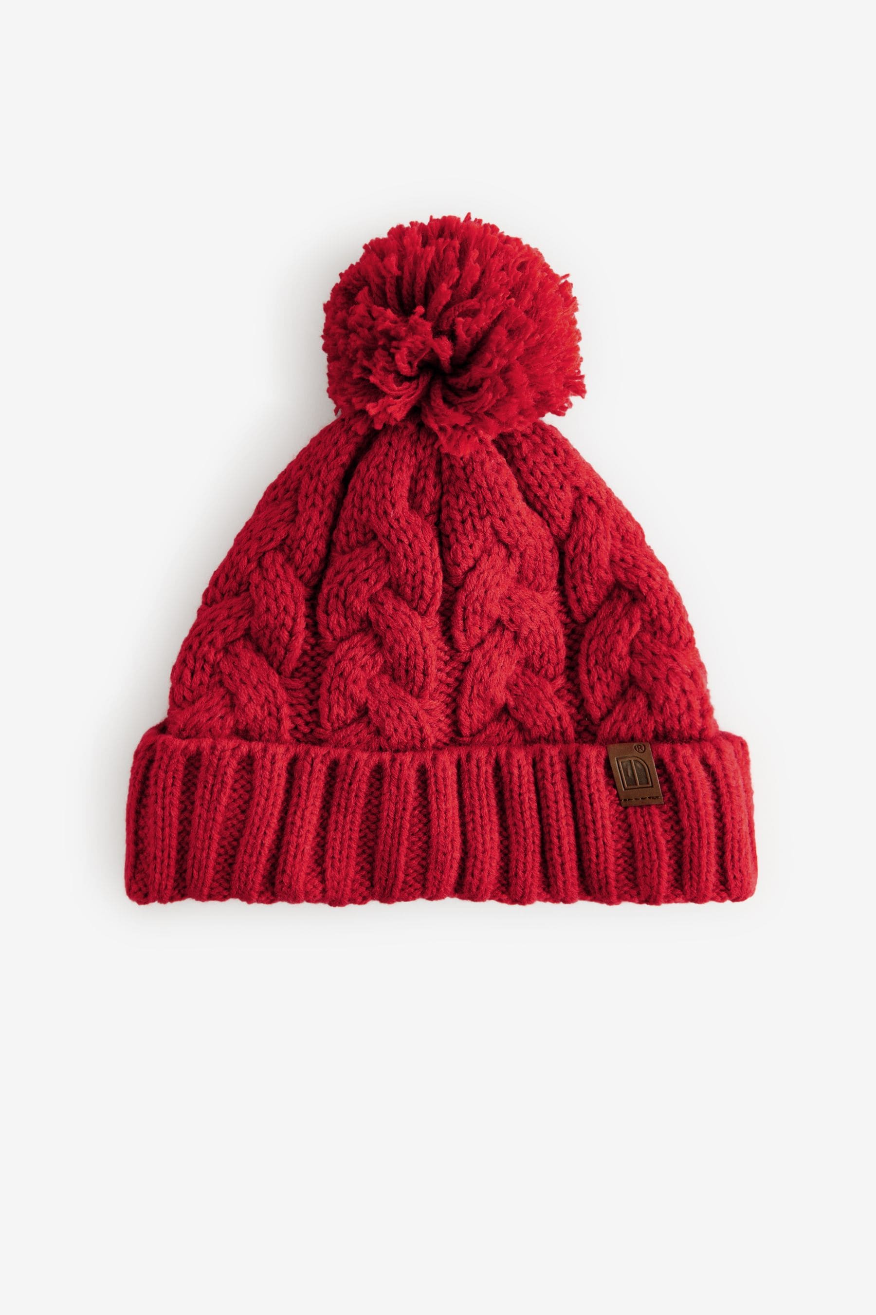 Red Cable Knit Pom Hat (1-16yrs)