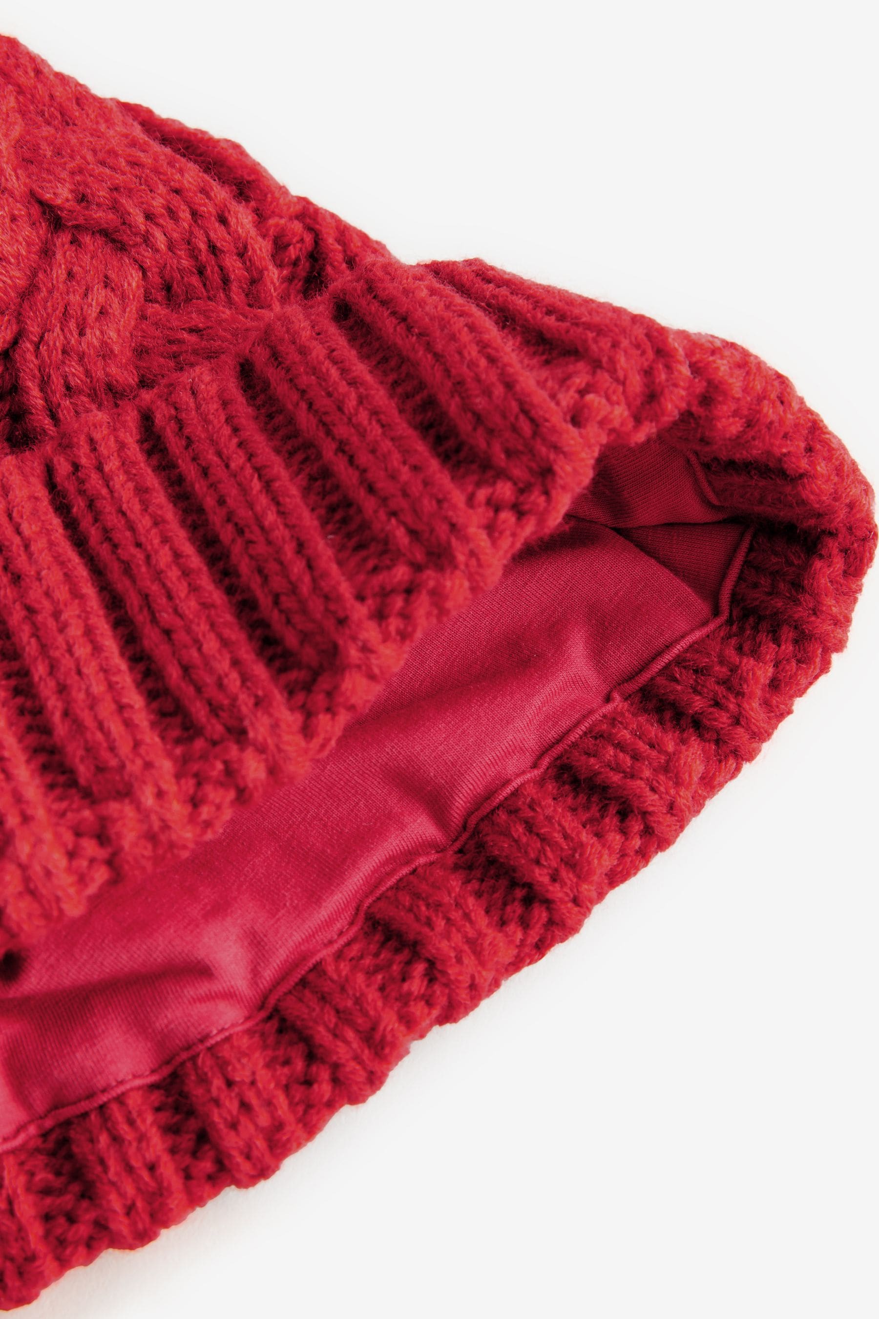 Red Cable Knit Pom Hat (1-16yrs)