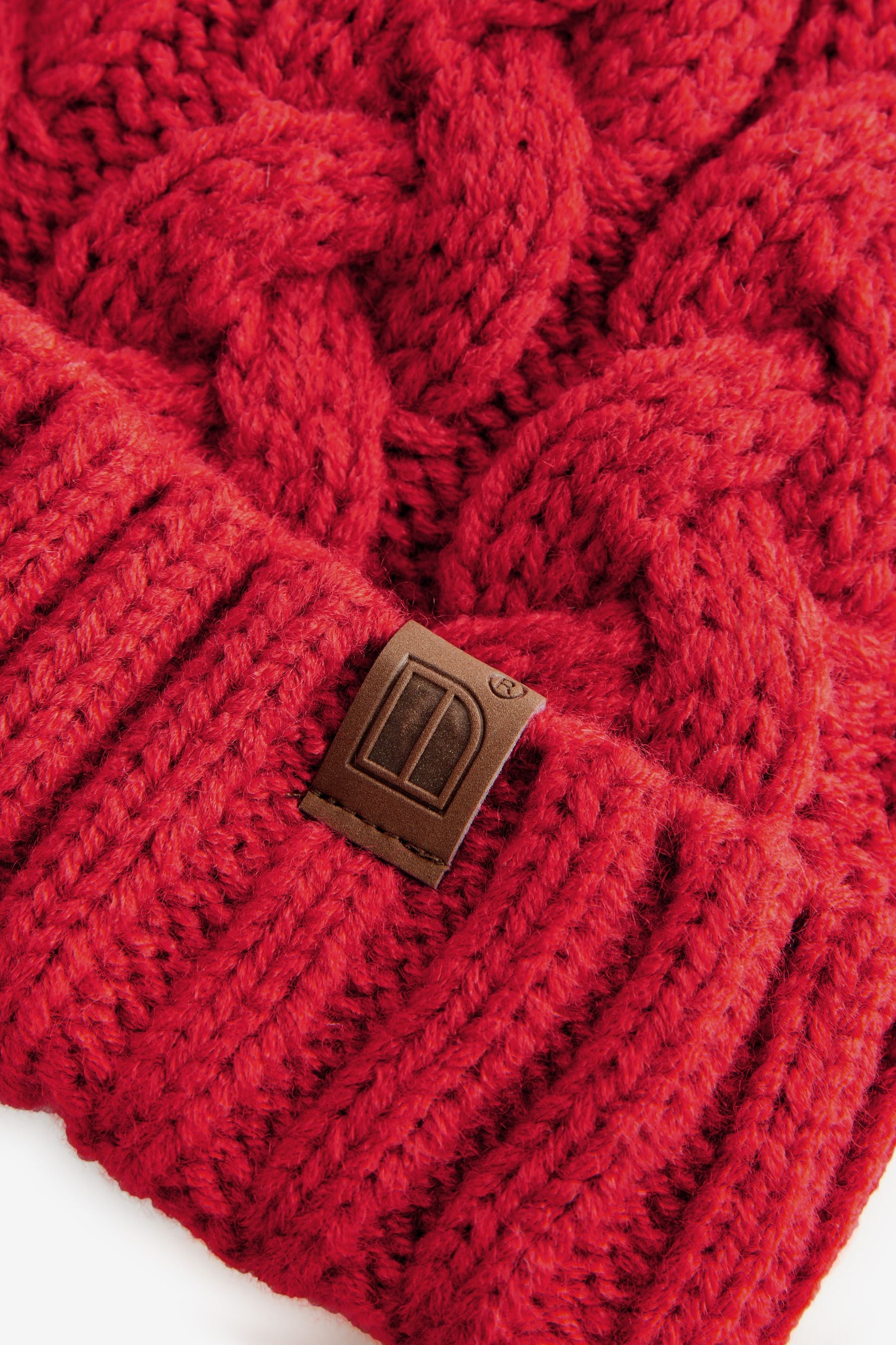 Red Cable Knit Pom Hat (1-16yrs)