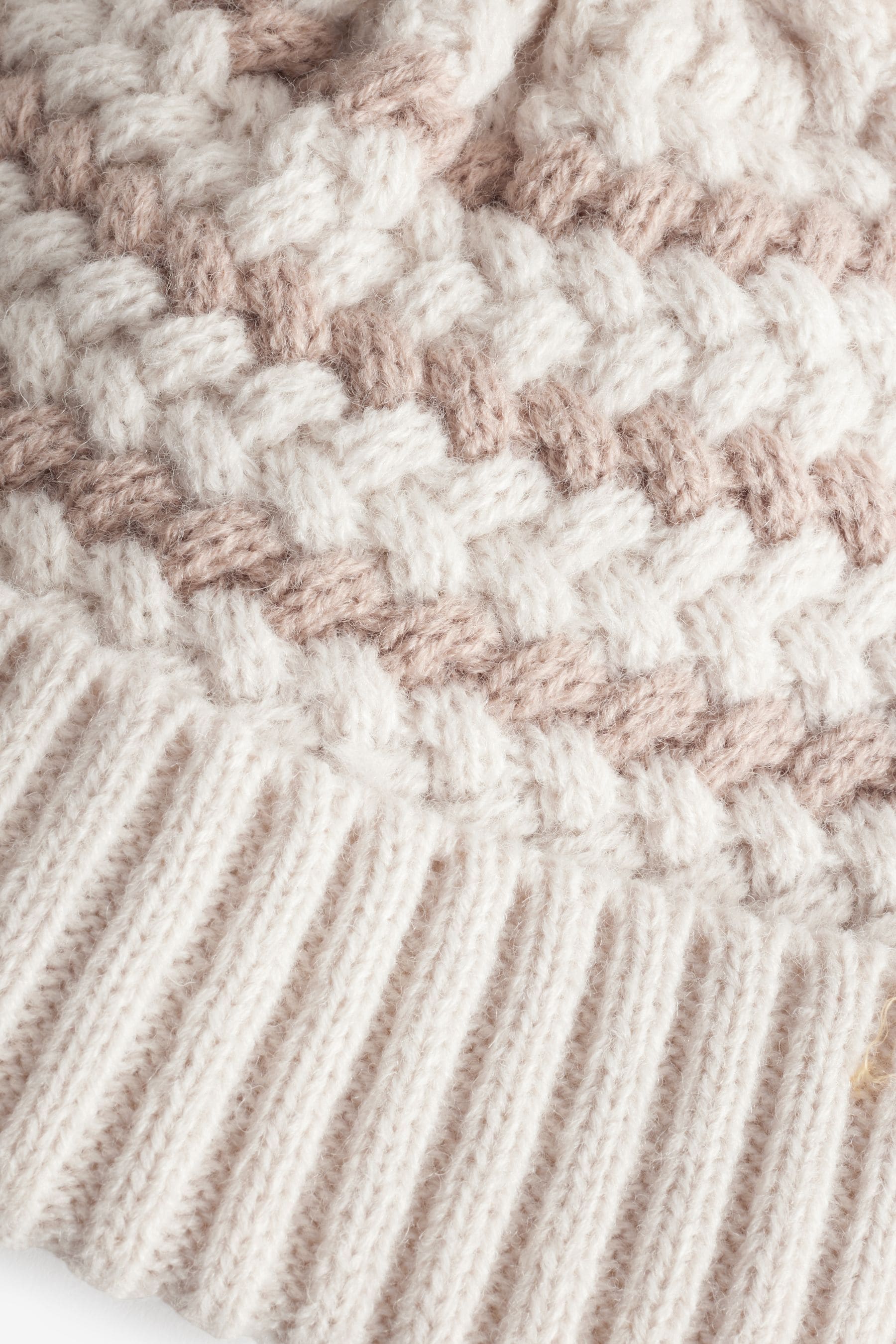 Neutral Stripe Baby Knitted Pom Hat