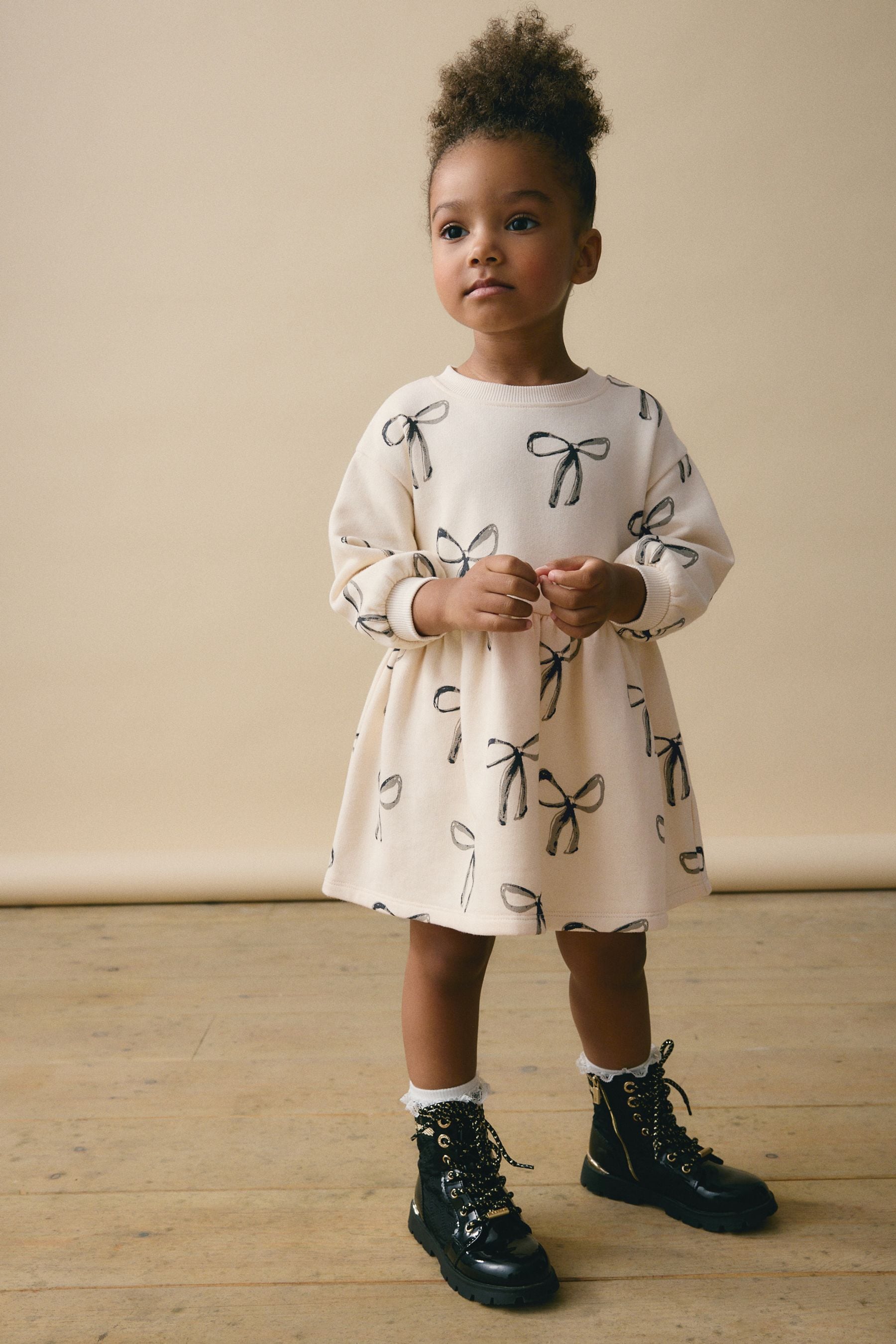 Monochrome Long Sleeve Jumper Dress (3mths-7yrs)