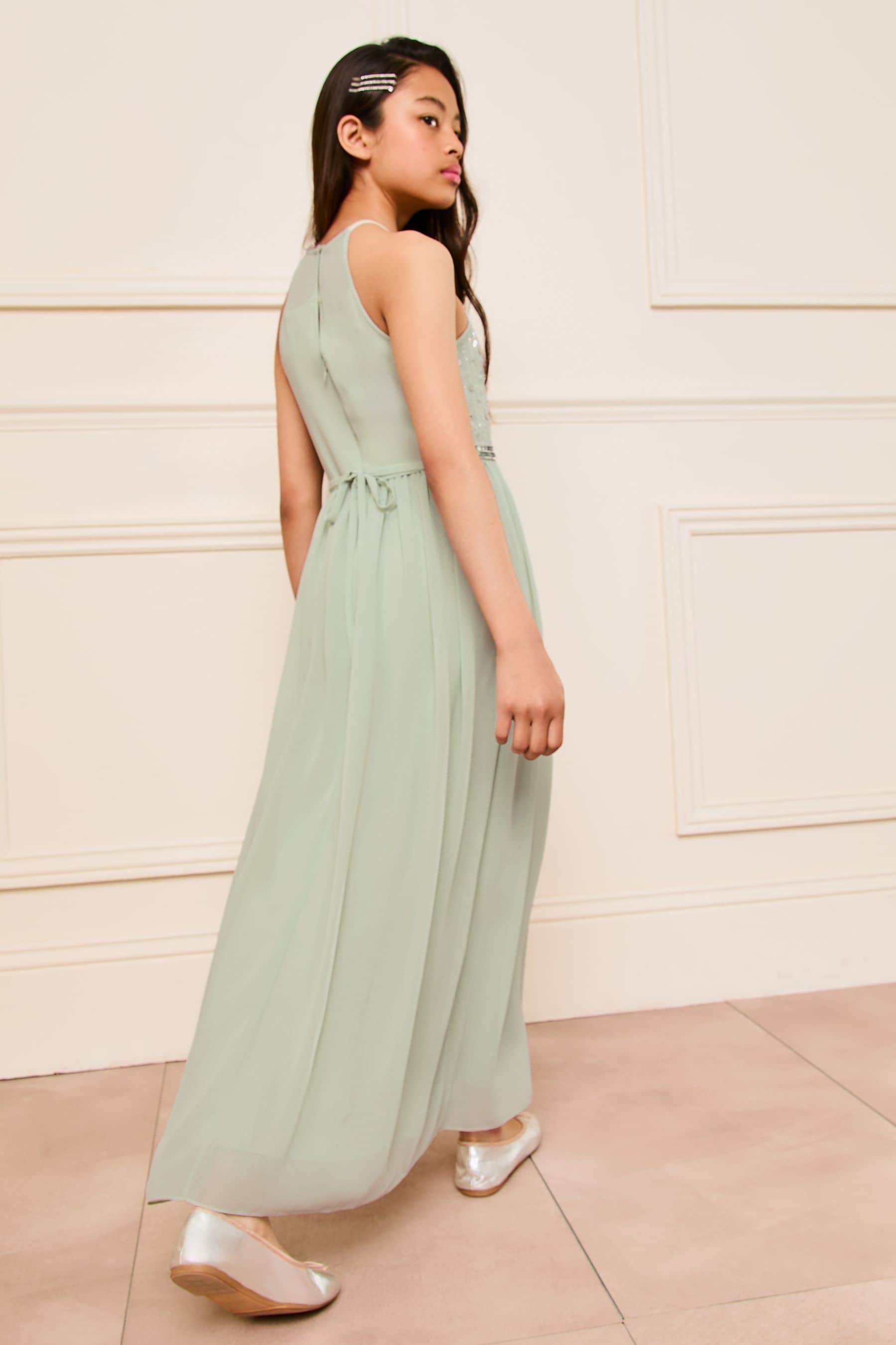 Green Strap Maxi Embellished Occasion Dress (7-16yrs)