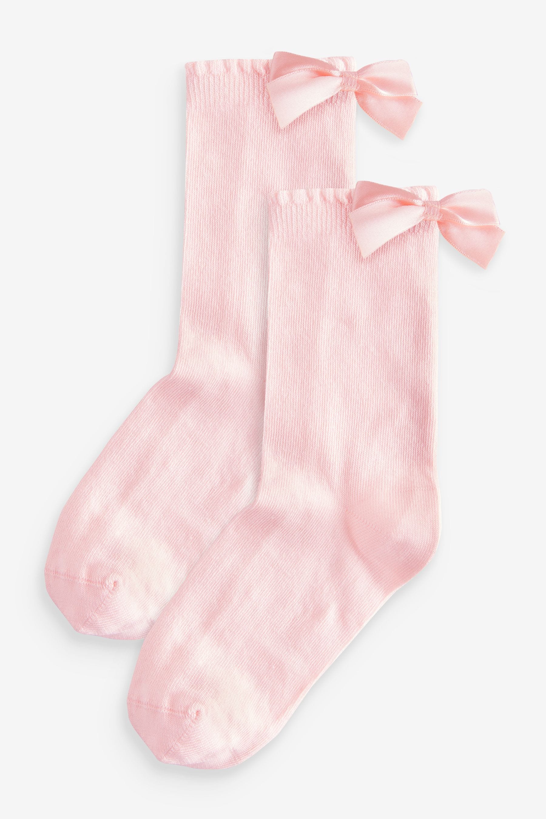 Pink Cotton Rich Bow Ankle School Socks 2 Pack