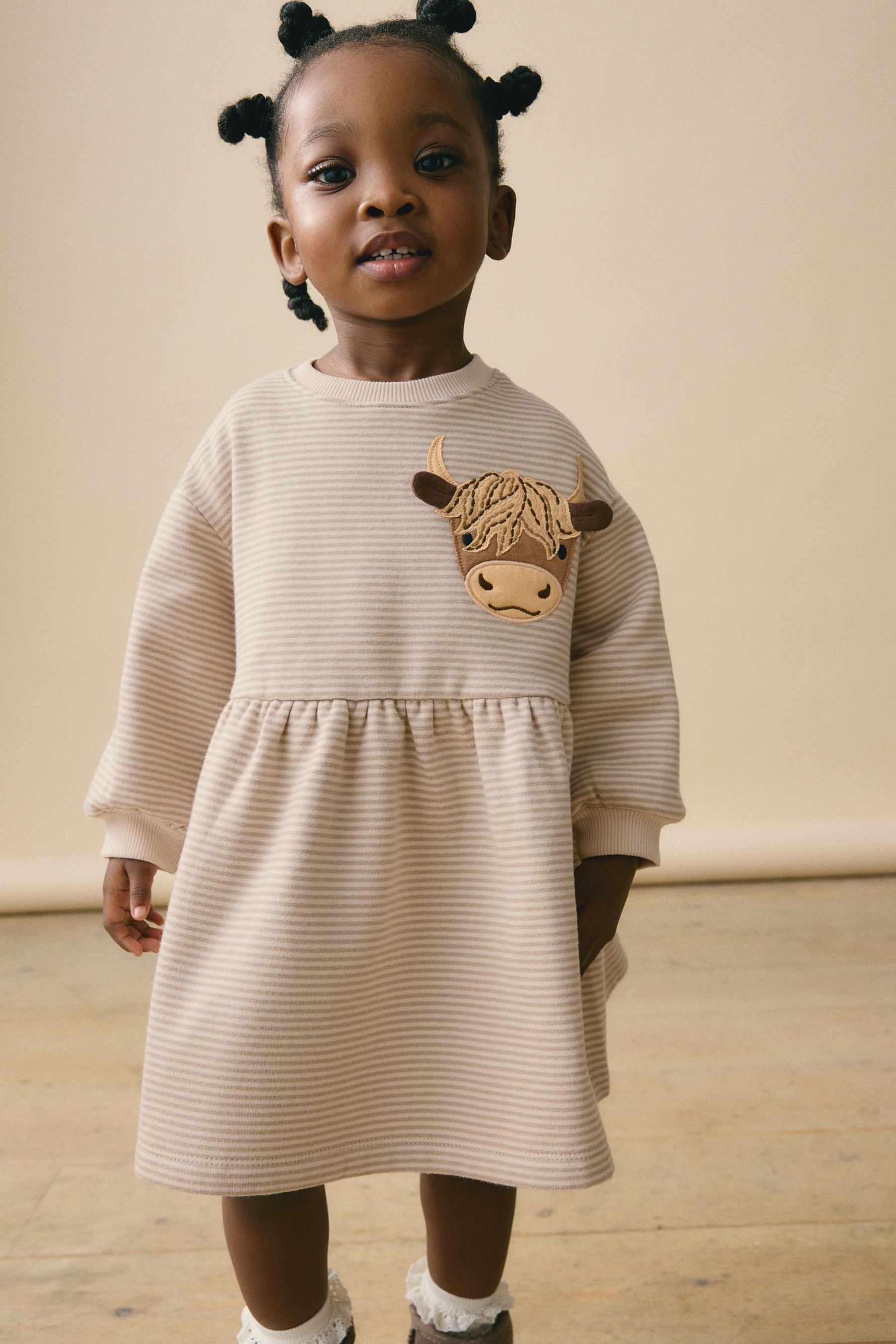 Cream Long Sleeve Jumper Dress (3mths-7yrs)