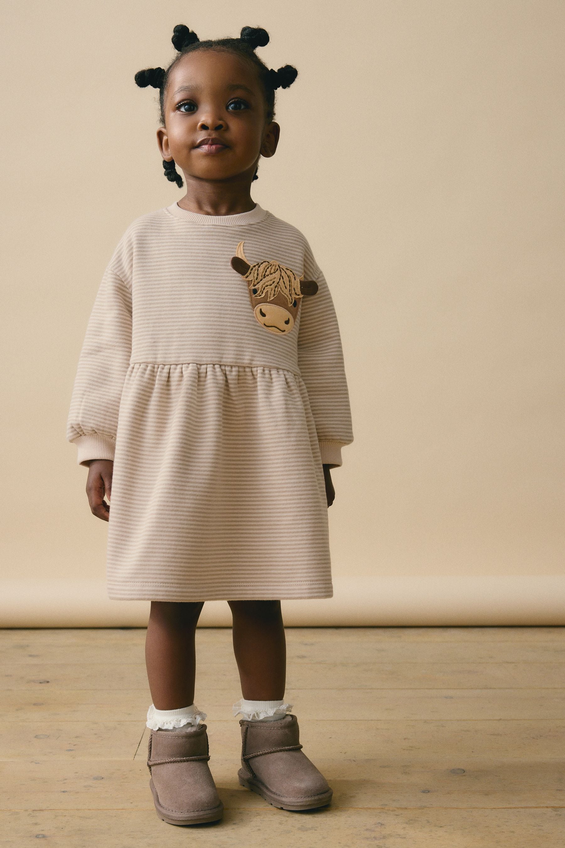 Cream Long Sleeve Jumper Dress (3mths-7yrs)