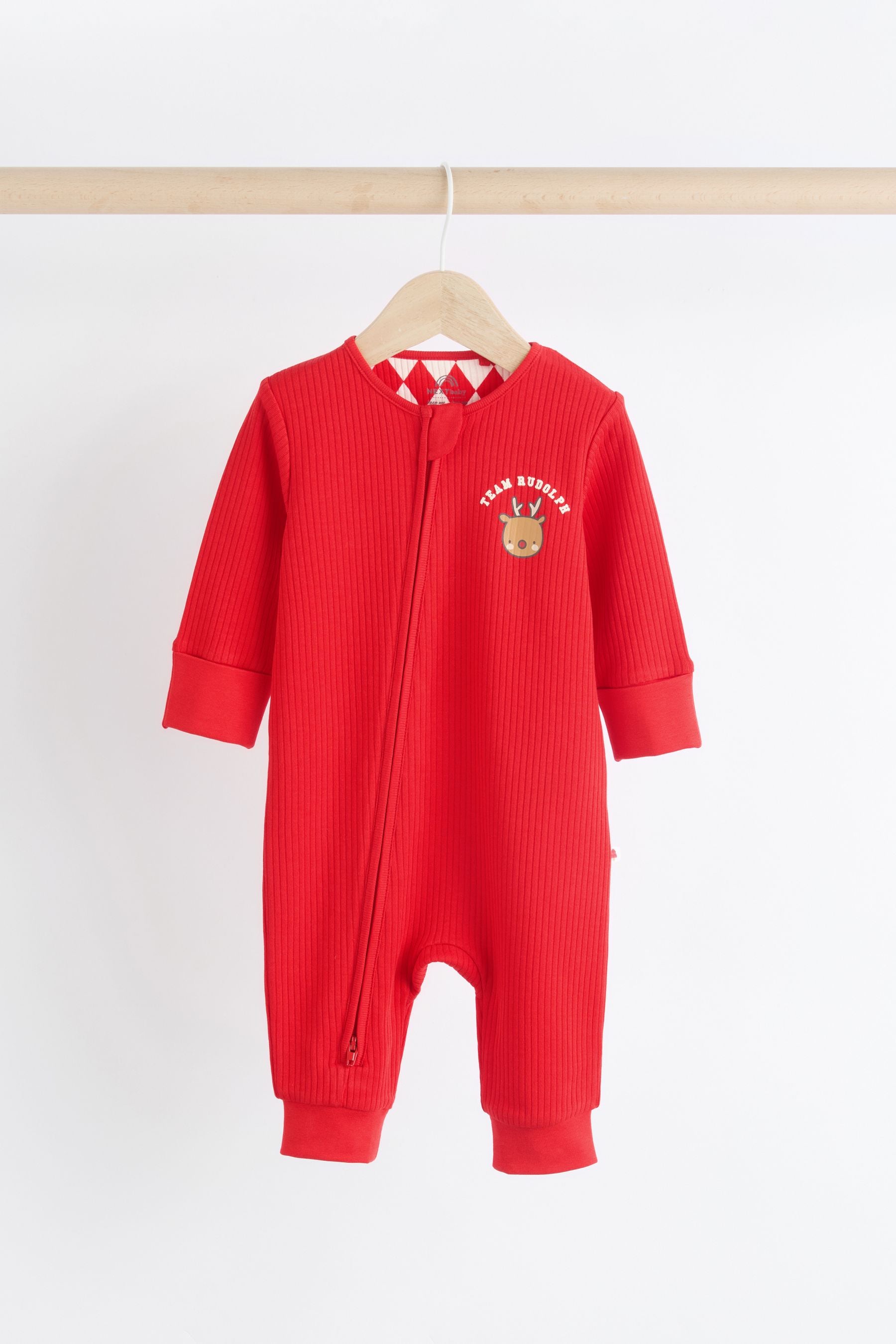 Red 3pack Baby Christmas Team Rudolph Sleepsuit (0mths-3yrs)