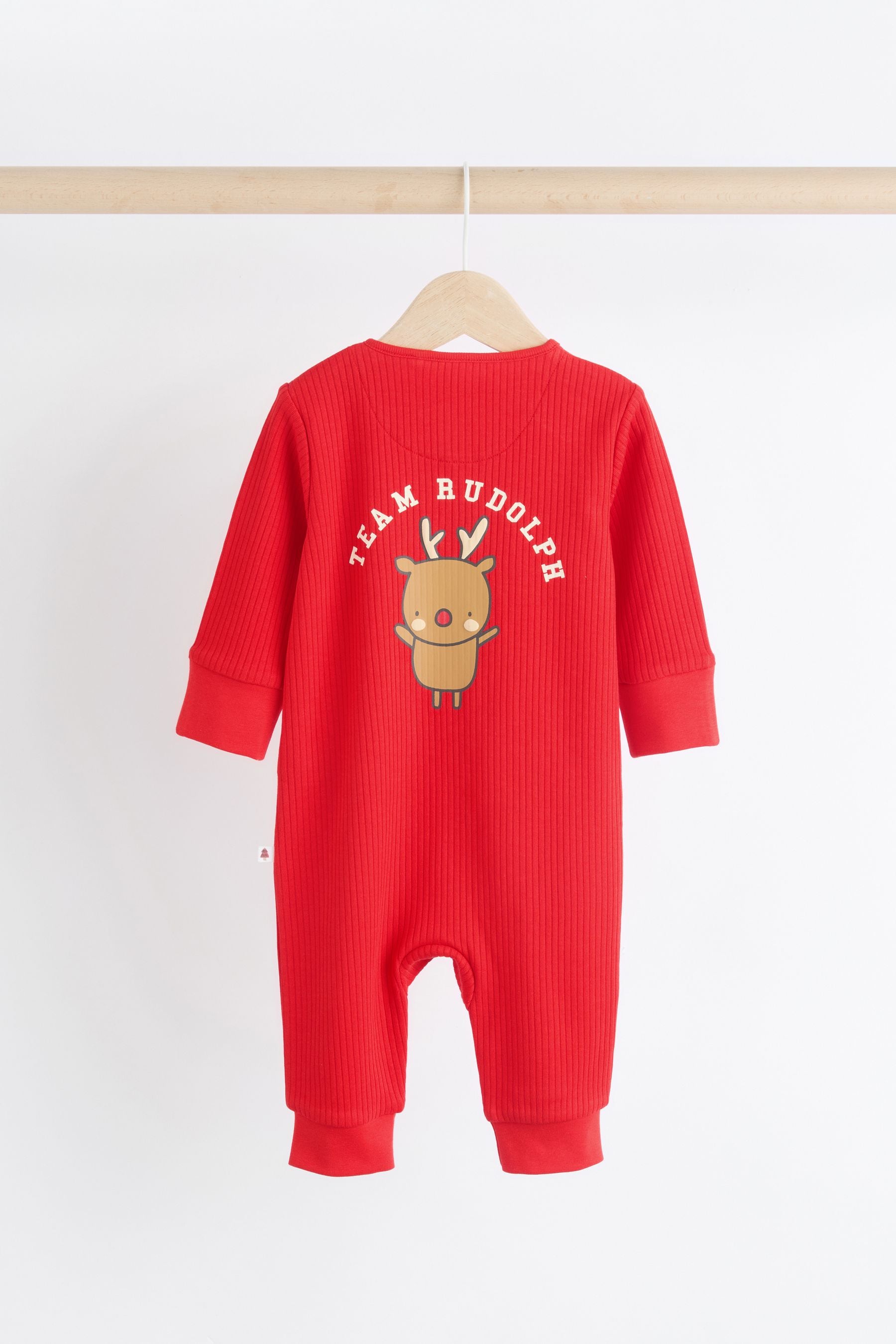 Red 3pack Baby Christmas Team Rudolph Sleepsuit (0mths-3yrs)