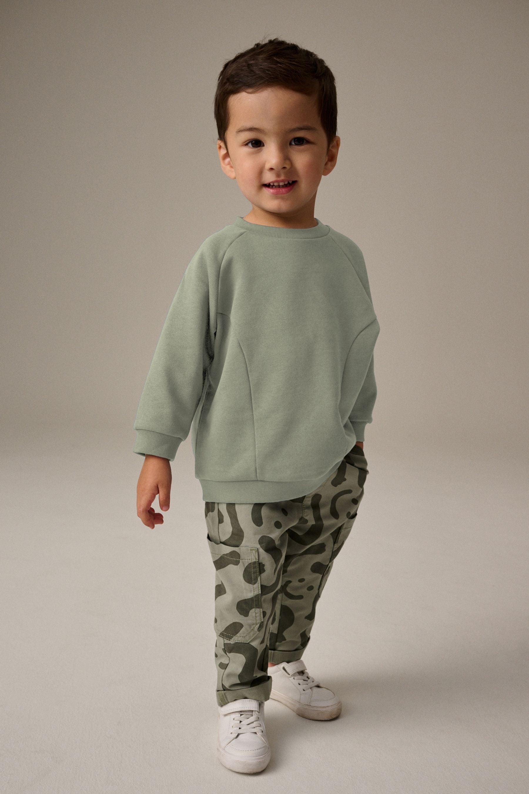 Green Print 100% Cotton Trousers and Sweatshirt Set (3mths-7yrs)