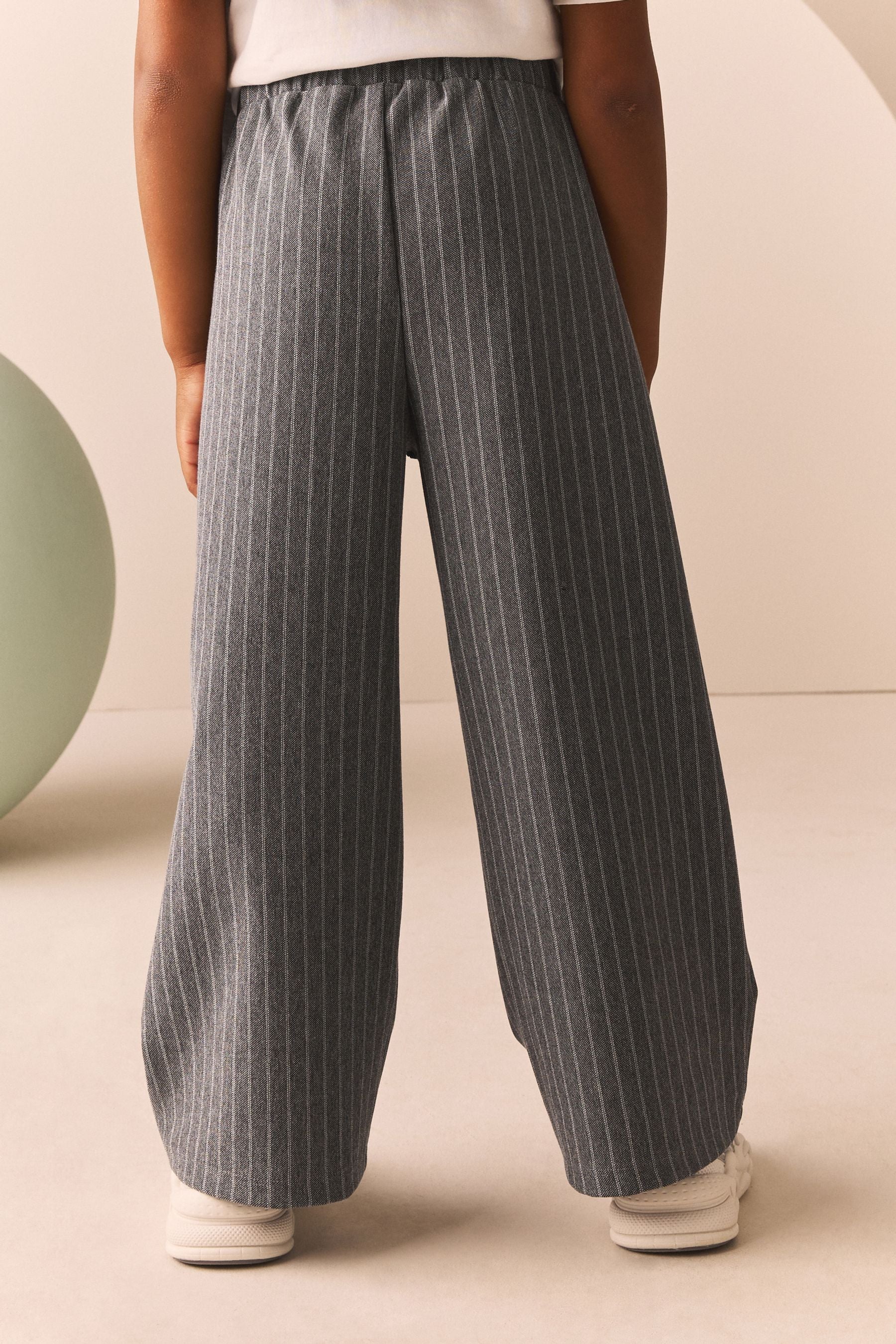 Grey Pinstripe Wide Leg Trousers (3-16yrs)