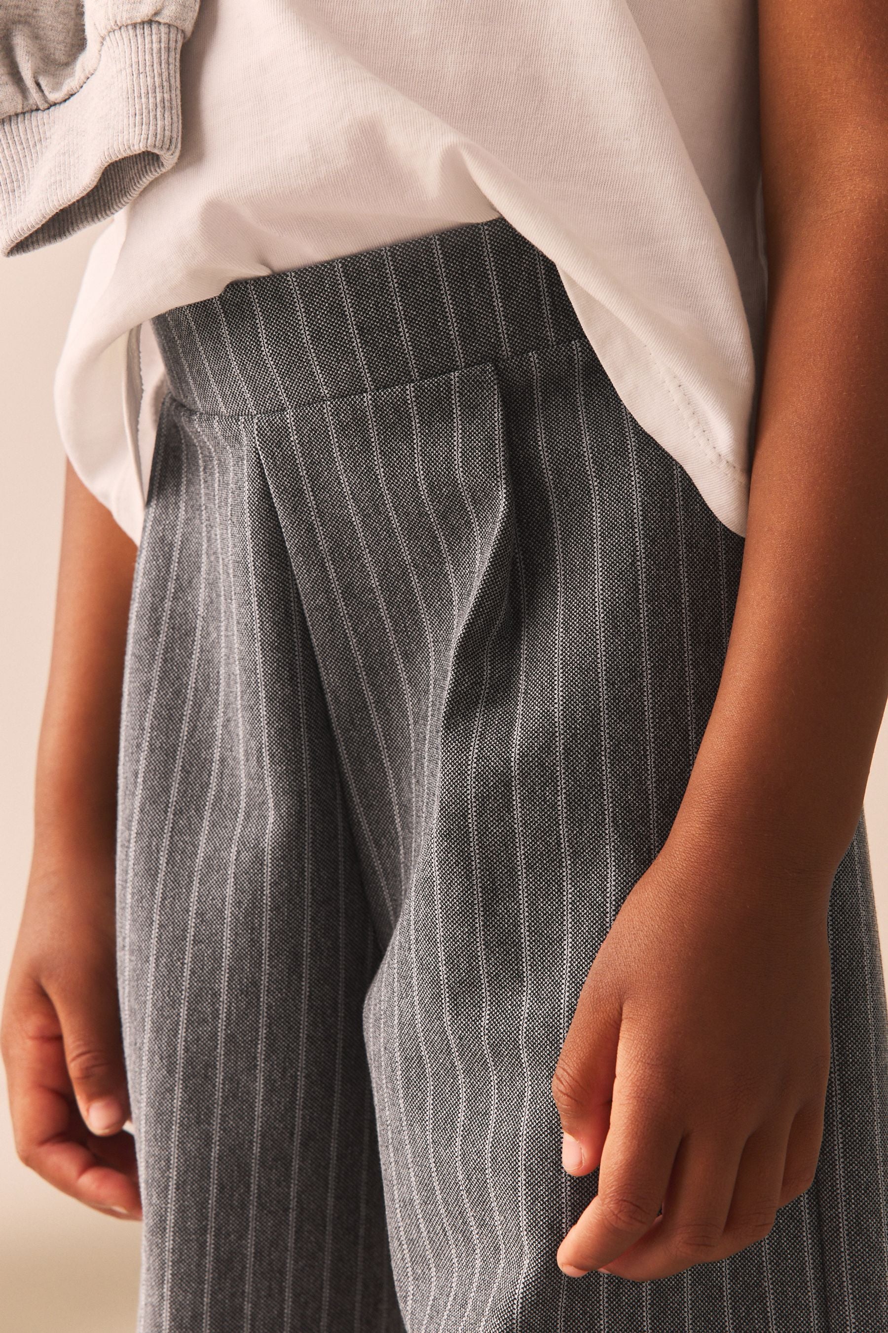 Grey Pinstripe Wide Leg Trousers (3-16yrs)