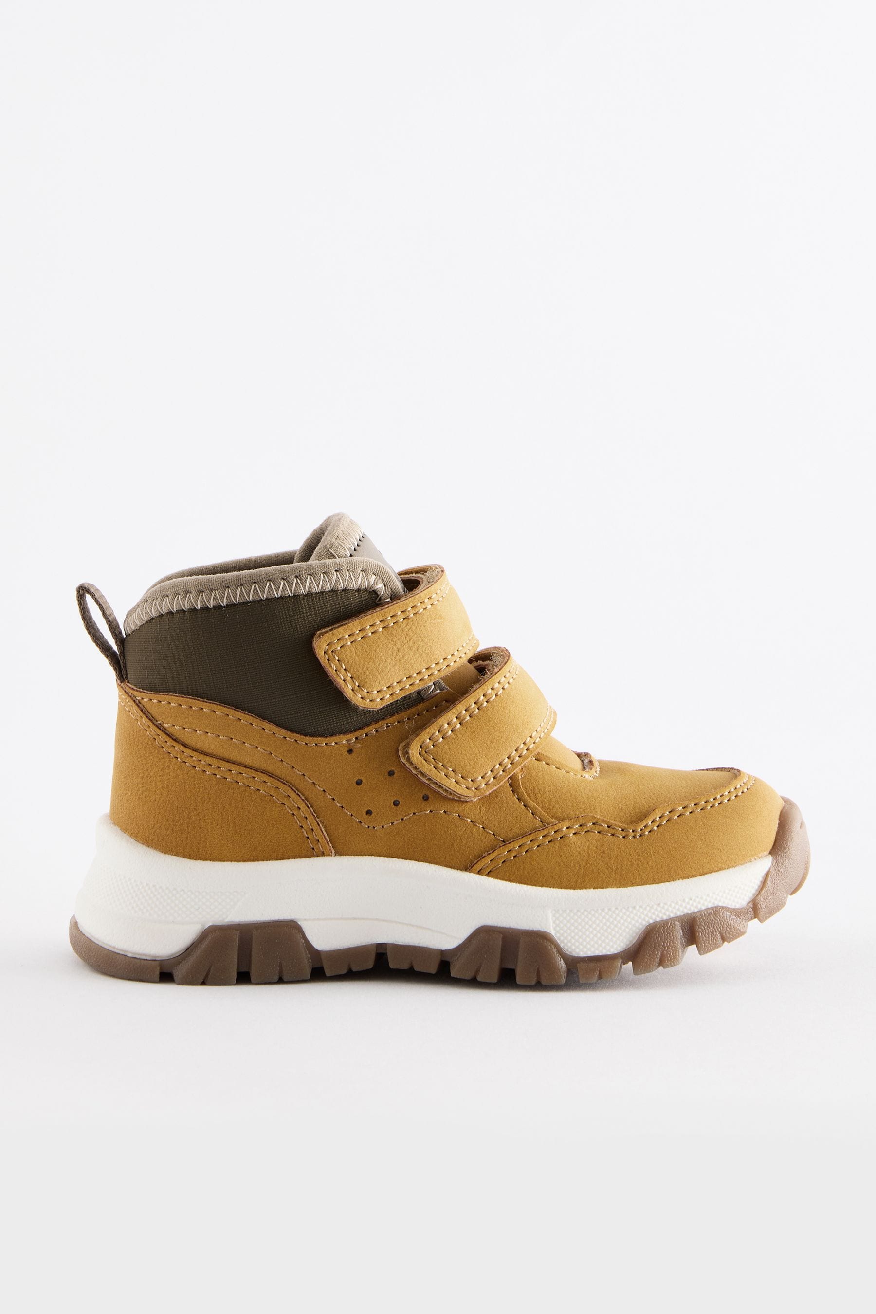 Tan Brown Touch Fastening Warm Lined Hiker Boots