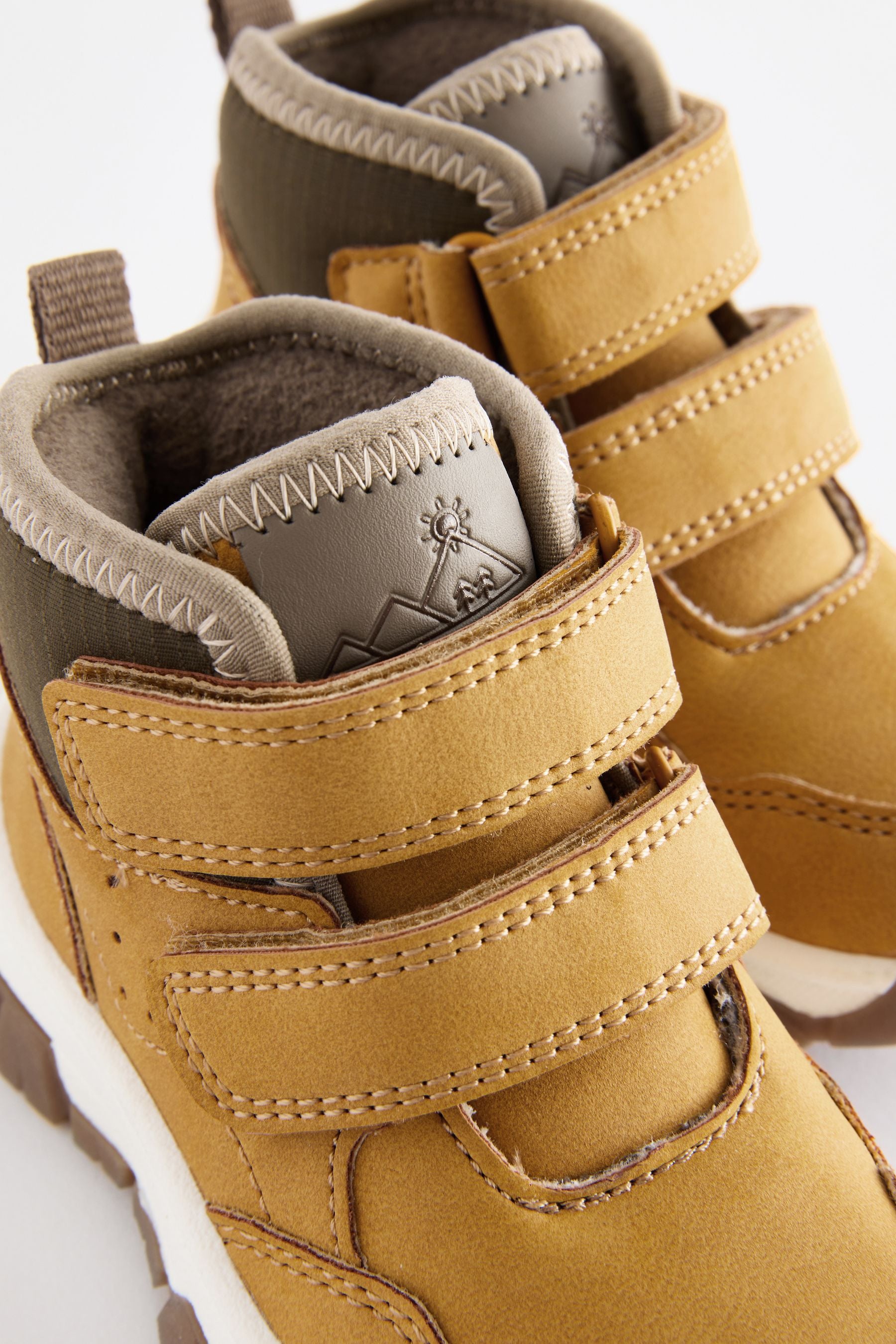 Tan Brown Touch Fastening Warm Lined Hiker Boots