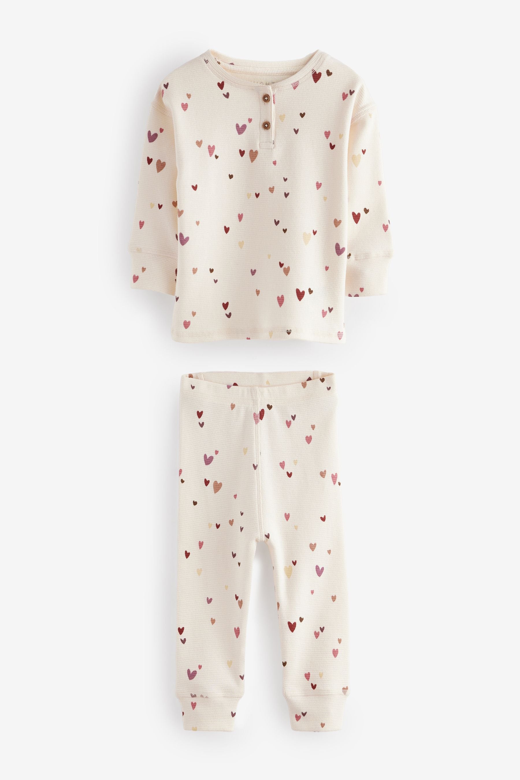 Pink/Cream Ditsy Textured Pyjamas 2 Pack (9mths-12yrs)