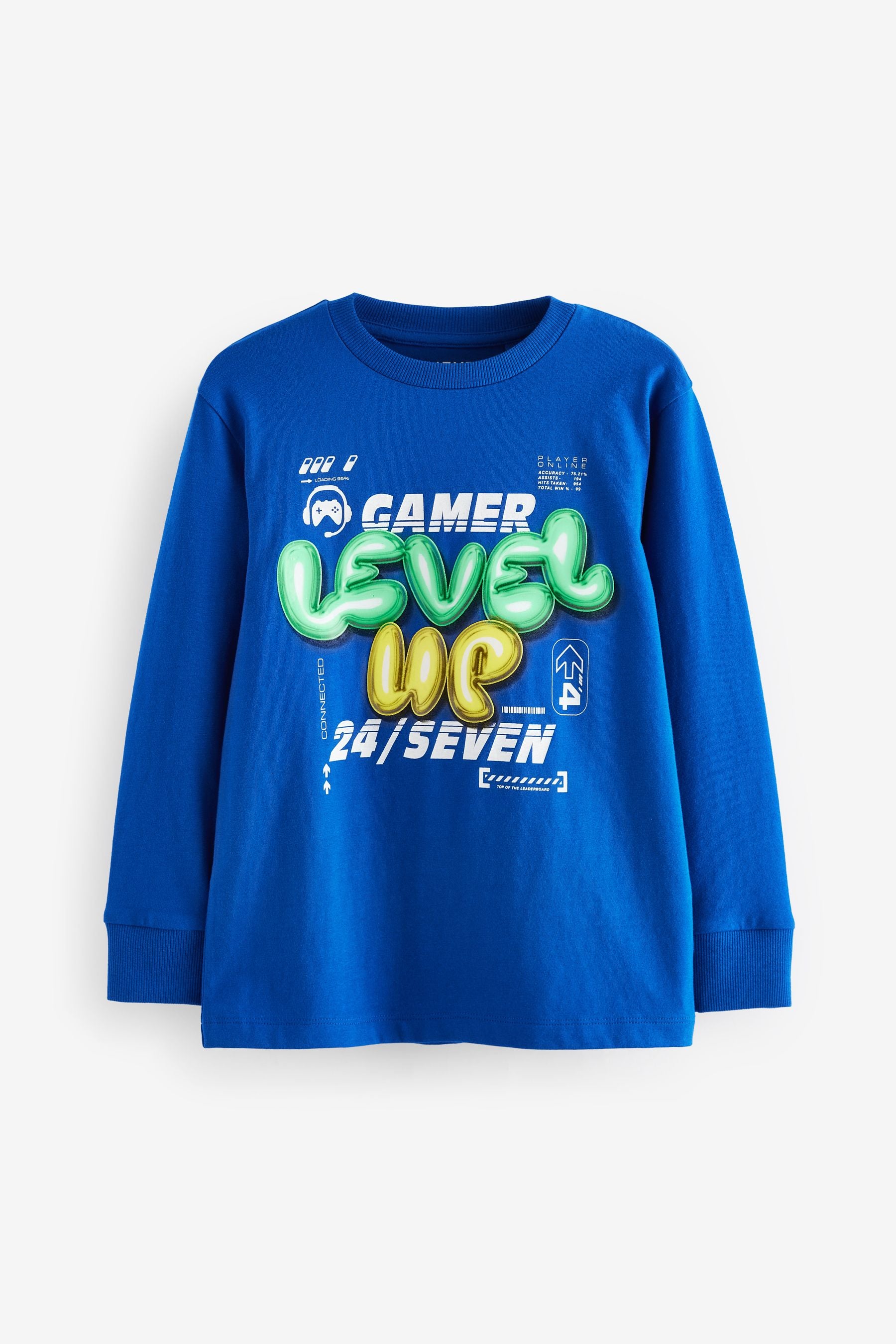 Cobalt Blue Long Sleeve Graphic 100% Cotton T-Shirt (3-16yrs)