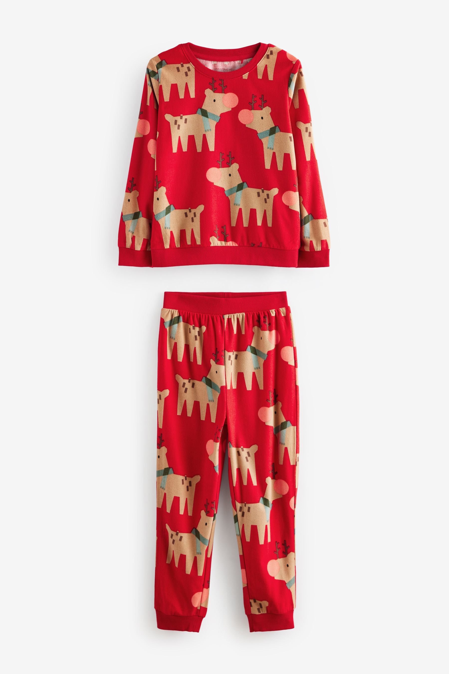 Red Matching Family Kids Christmas Reindeer Pyjamas (9mths-16yrs)