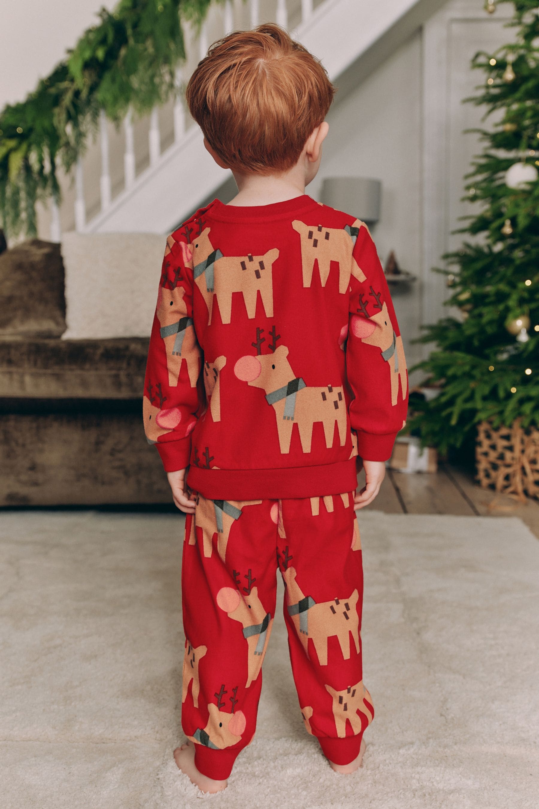 Red Matching Family Kids Christmas Reindeer Pyjamas (9mths-16yrs)