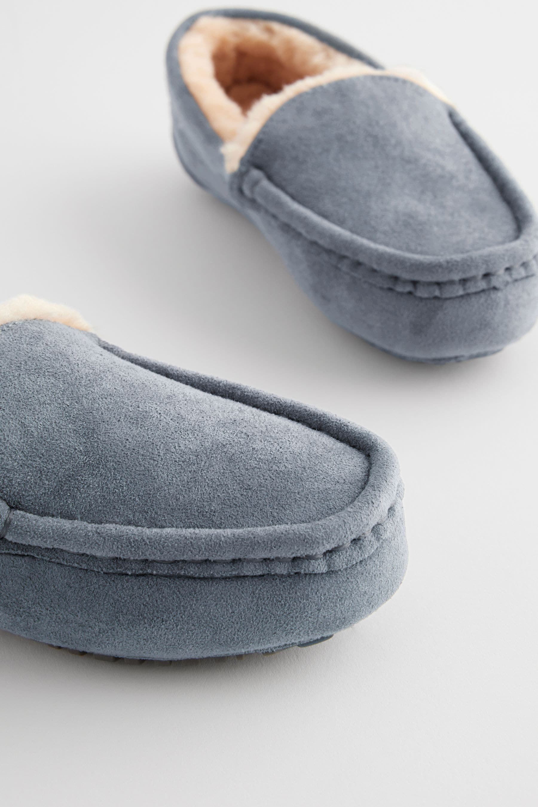 Grey Cosy Moccasin Slippers