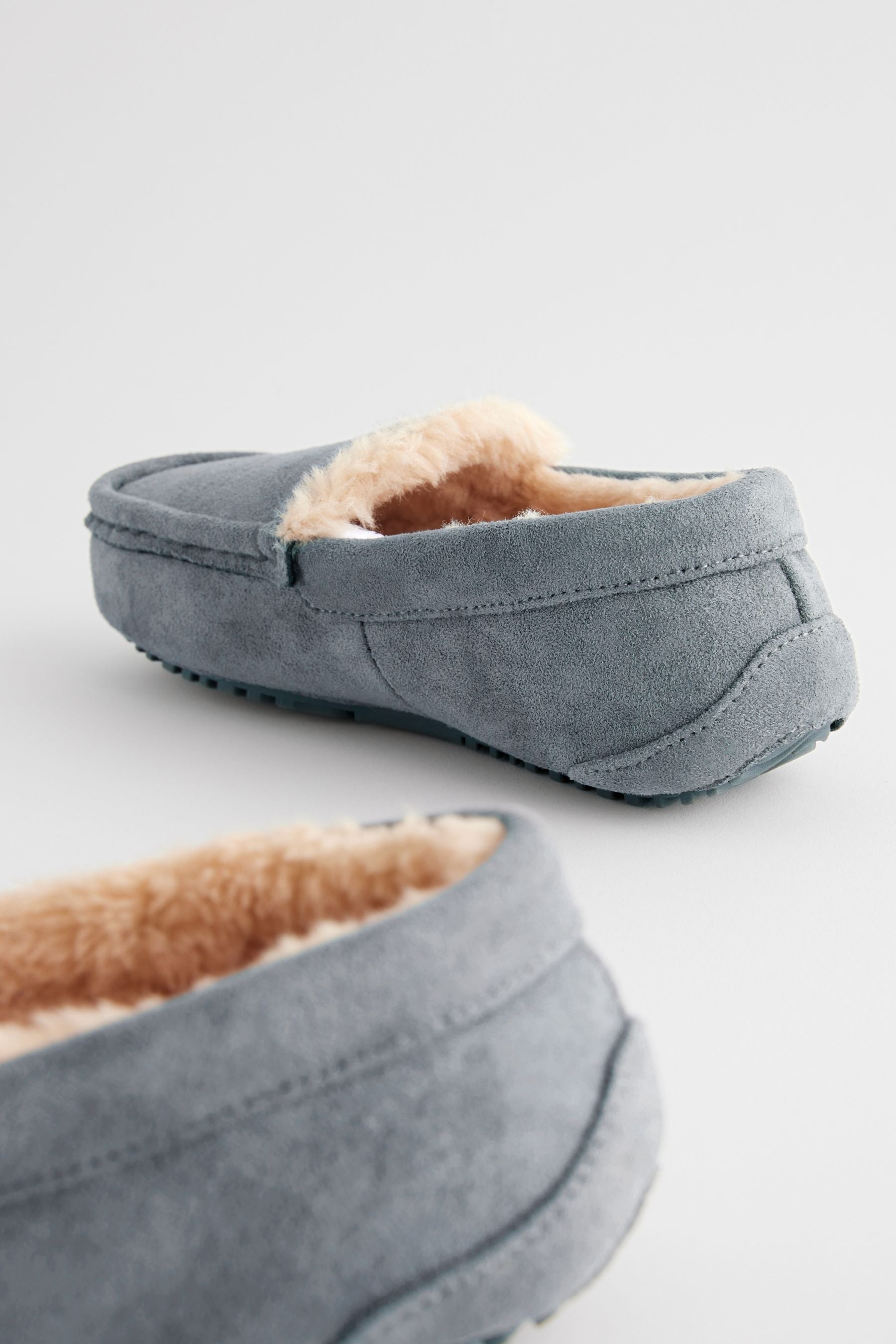 Grey Cosy Moccasin Slippers