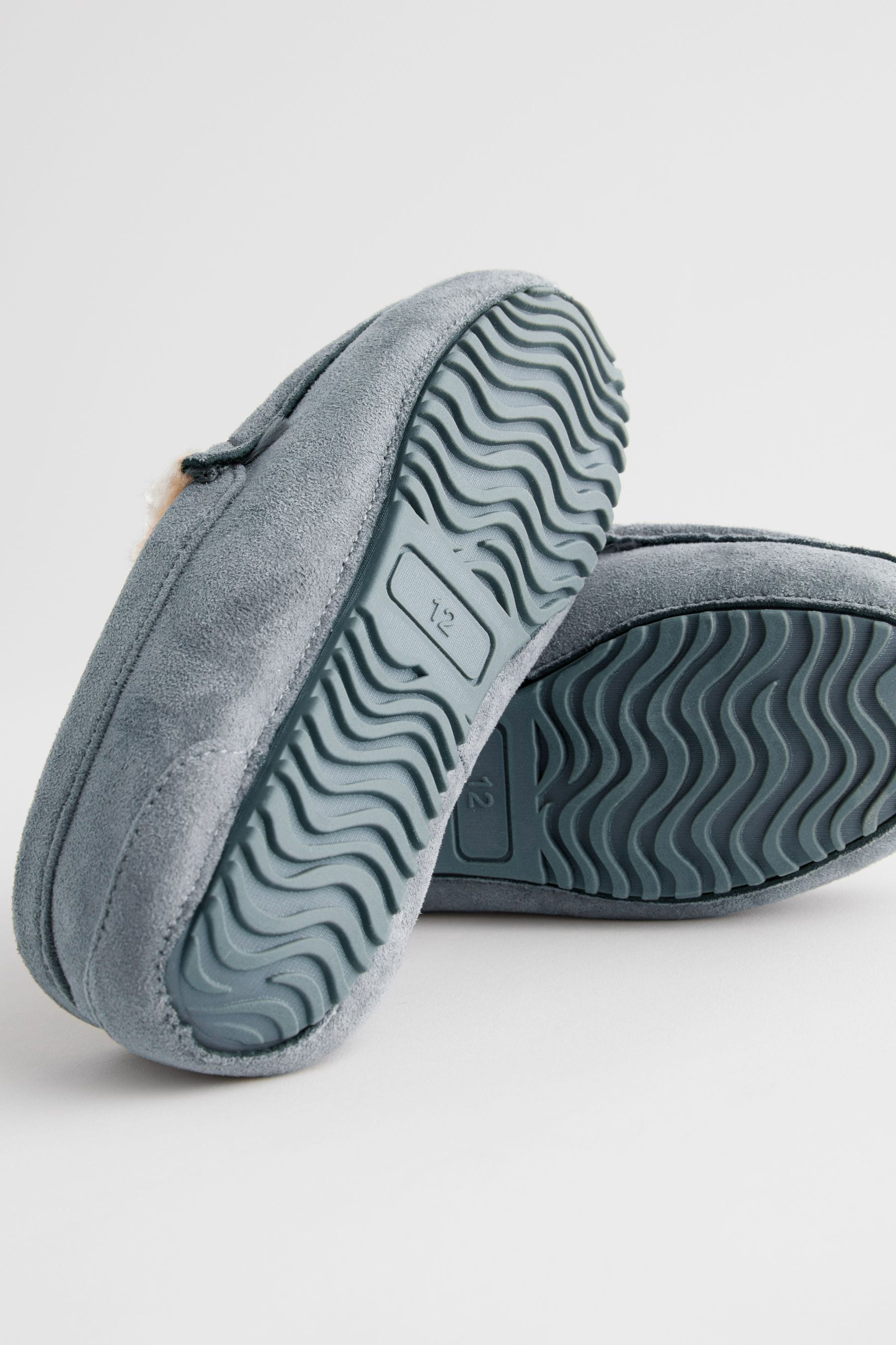 Grey Cosy Moccasin Slippers