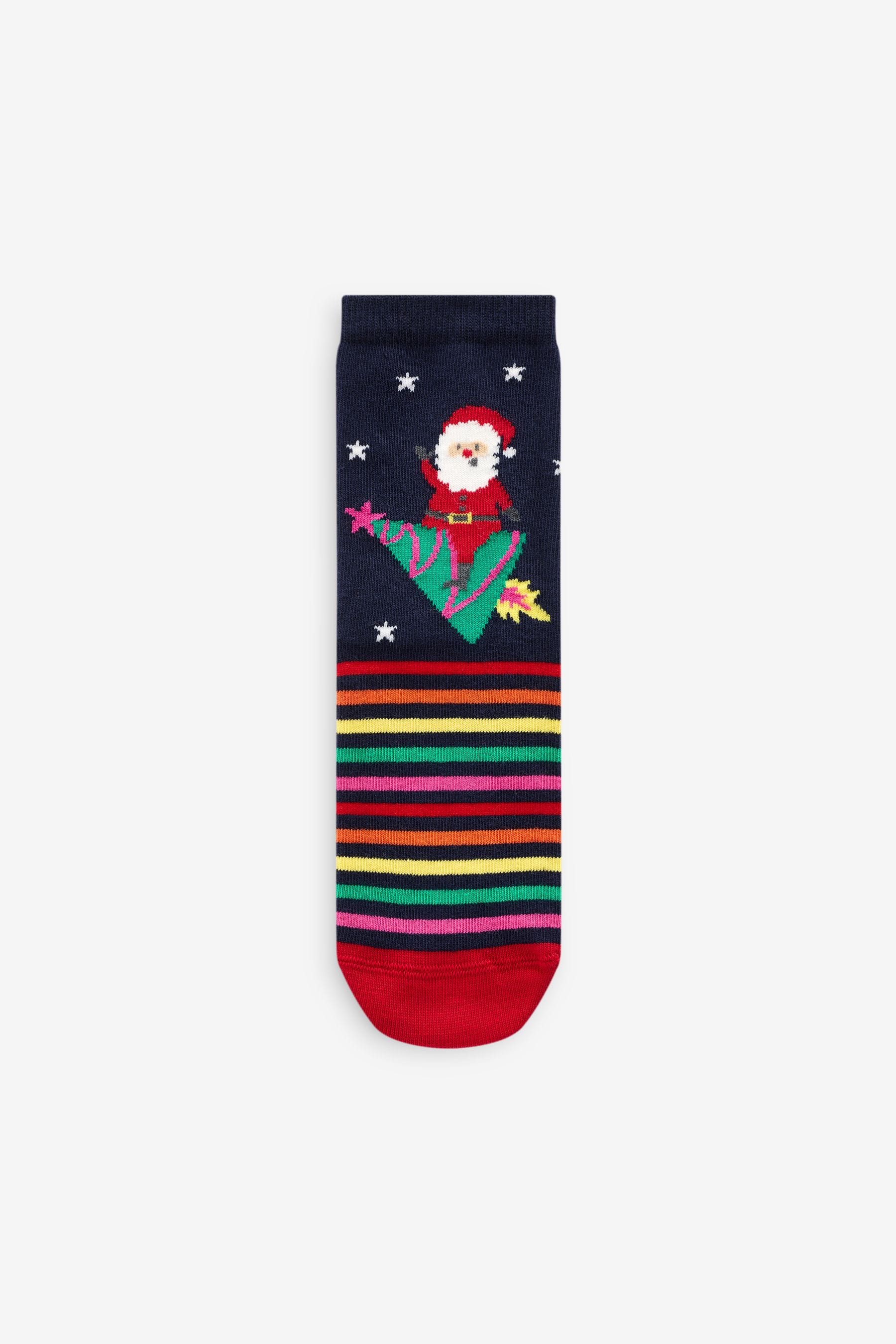 Navy/Red Cotton Rich Christmas Ankle Socks 3 Pack