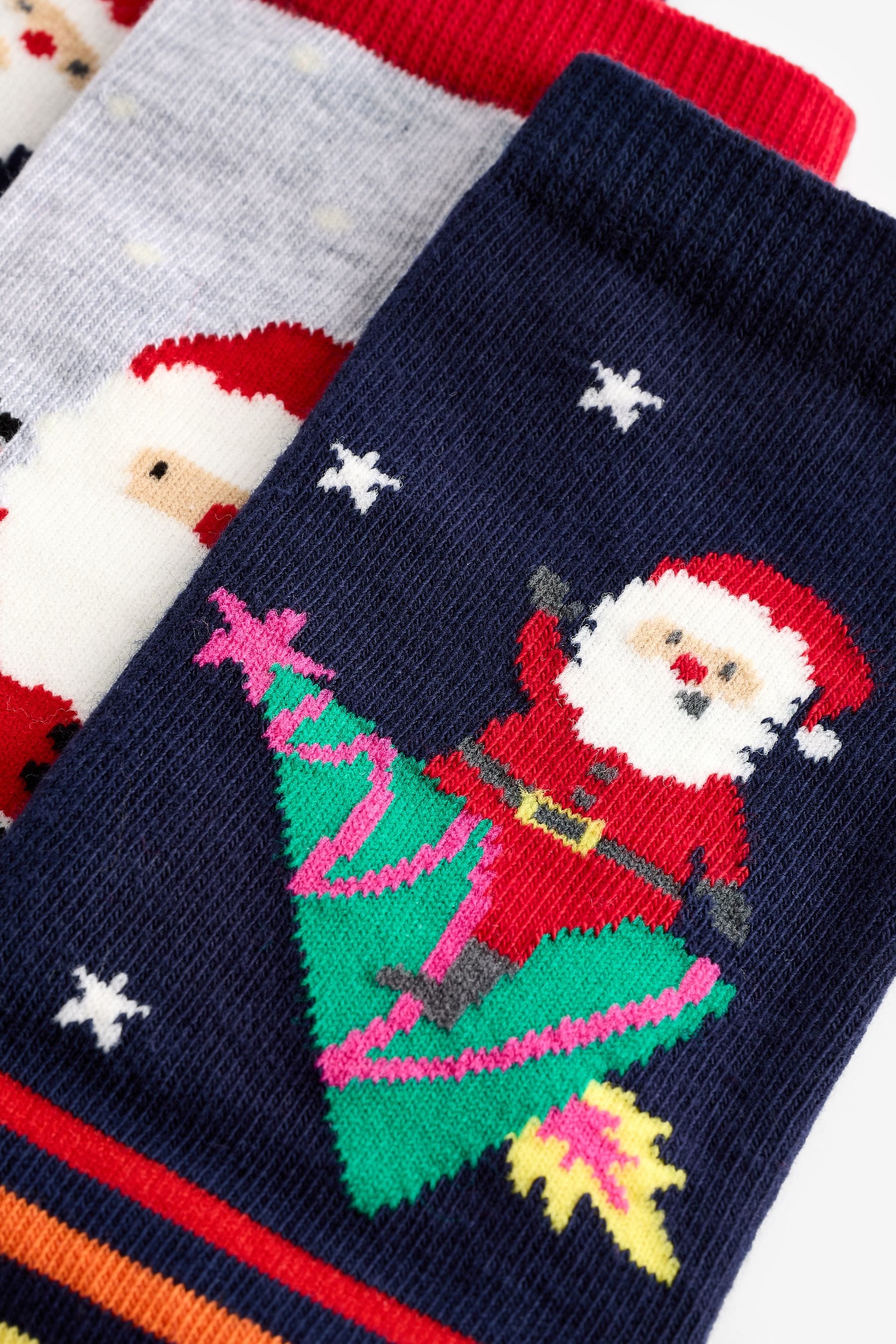 Navy/Red Cotton Rich Christmas Character Ankle Socks 3 Pack