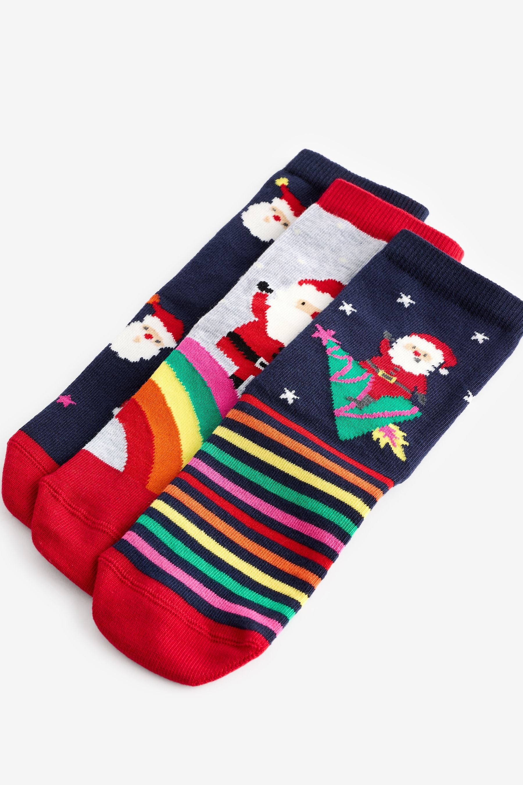 Navy/Red Cotton Rich Christmas Character Ankle Socks 3 Pack